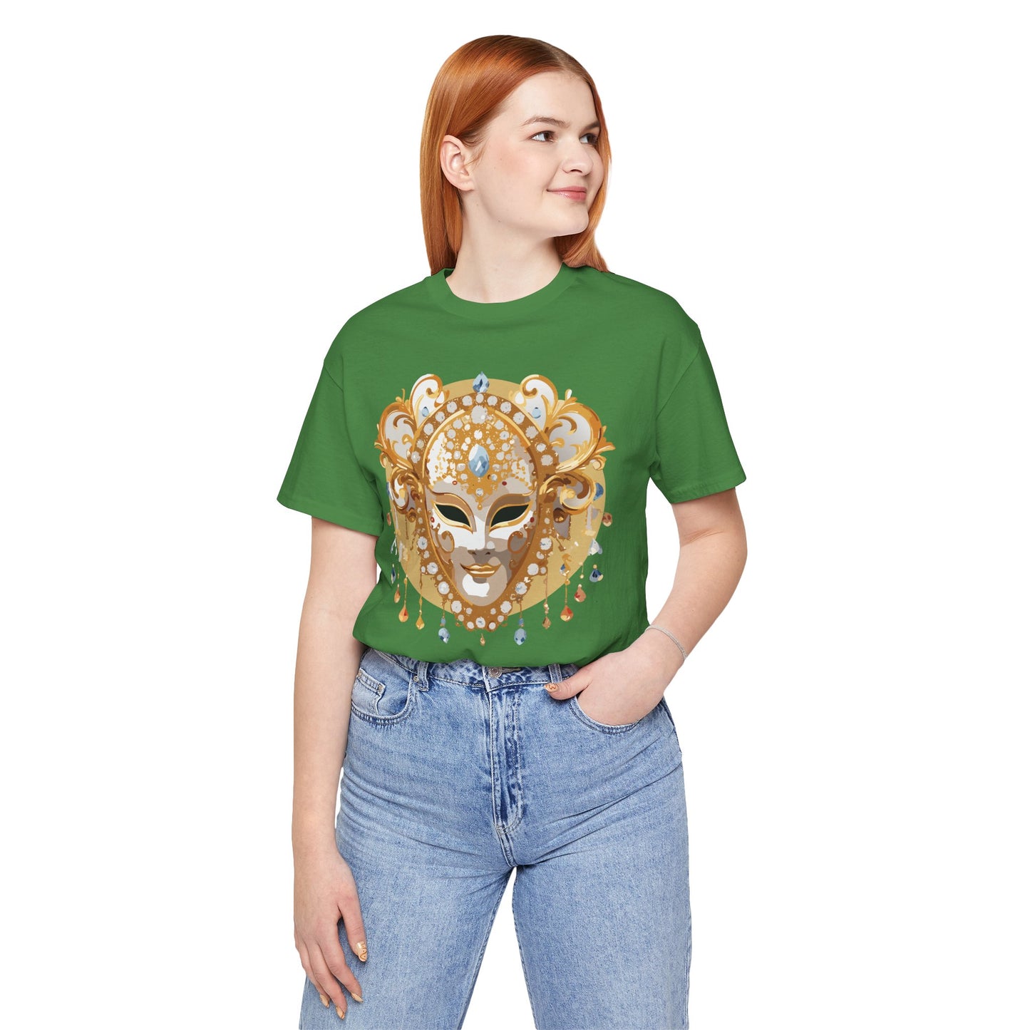 Mask Shirt, Shirt with Mask, Tee Shirt with Gold Face