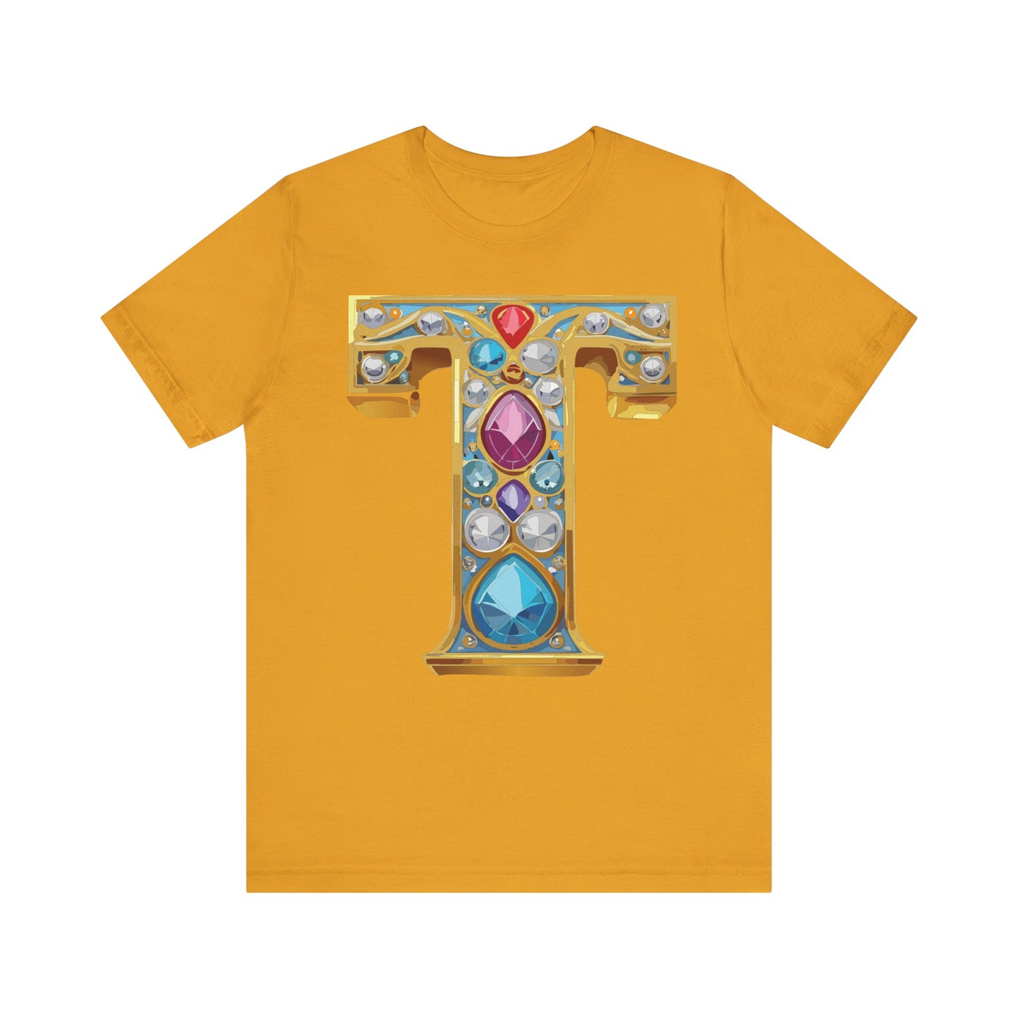 Letter Shirt, Shirt with Letters, Tee Shirt with Gold Letter, Shirt with Antique Letters