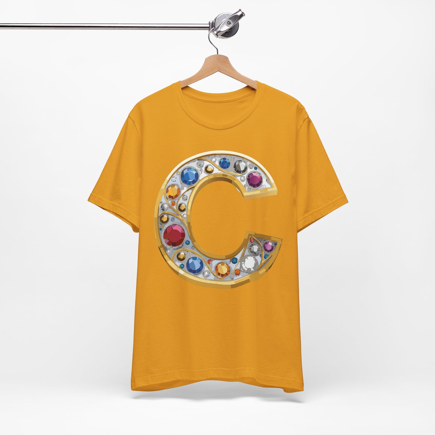 Letter Shirt, Shirt with Letters, Tee Shirt with Gold Letter, Shirt with Antique Letters