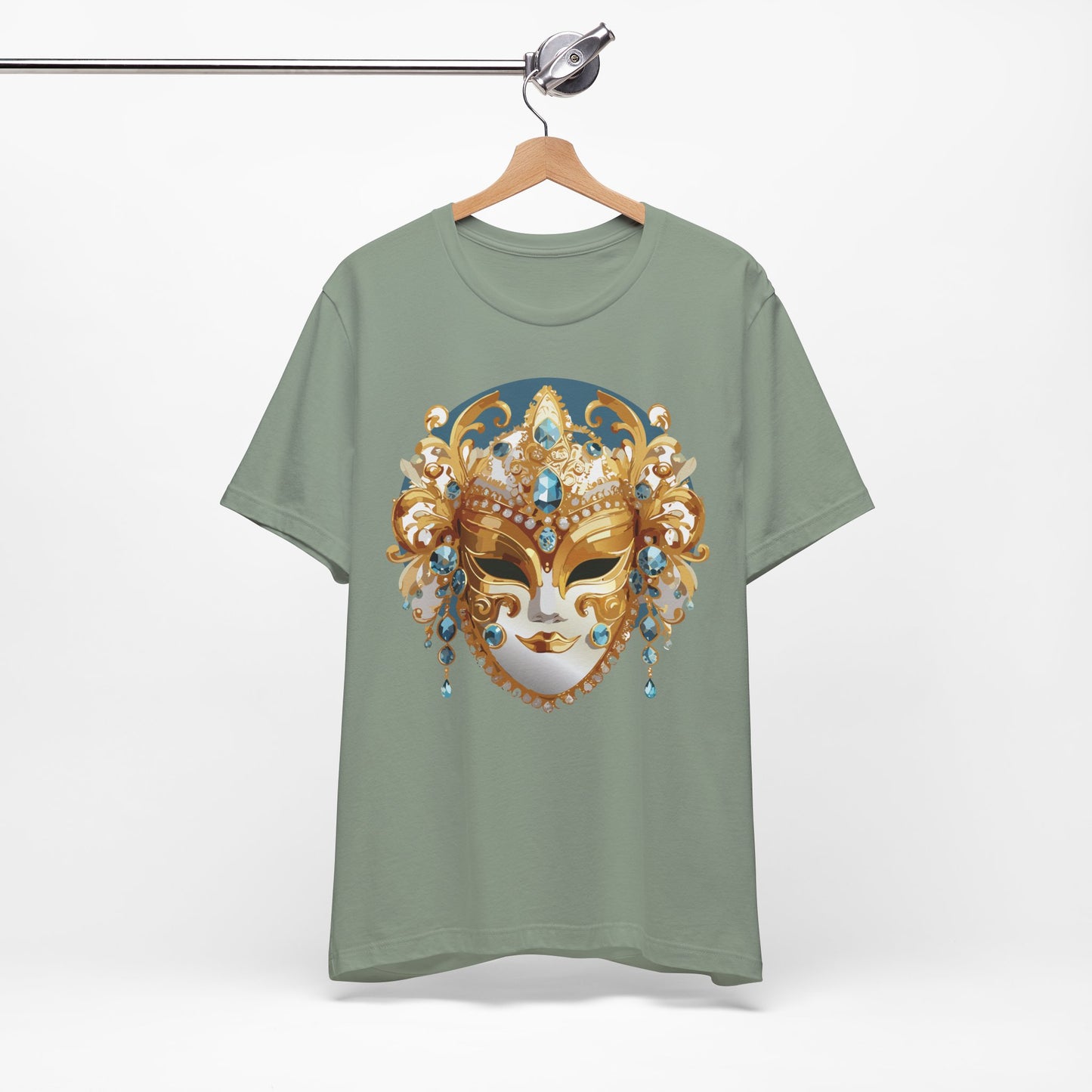 Mask Shirt, Shirt with Mask, Tee Shirt with Gold Face