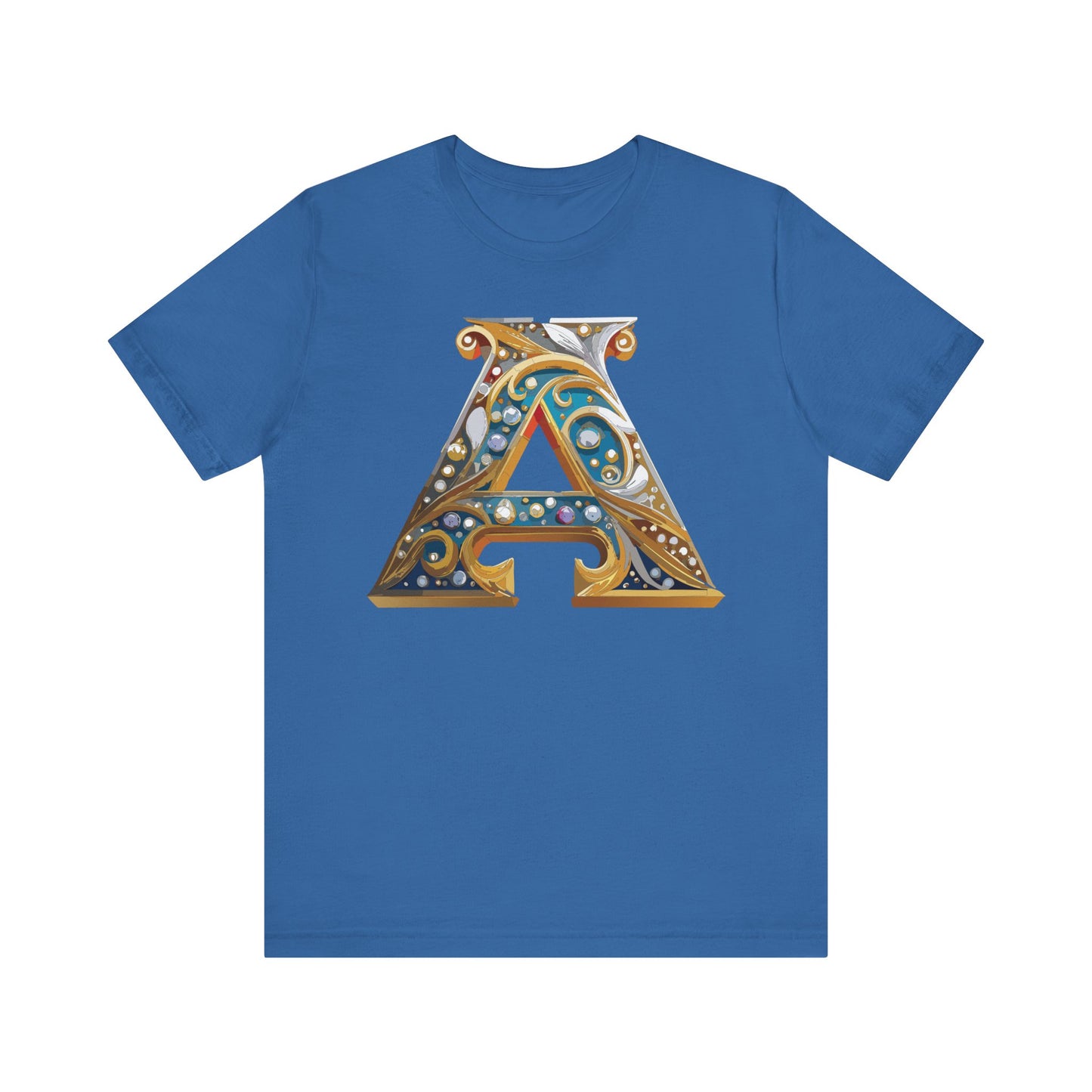 Letter Shirt, Shirt with Letters, Tee Shirt with Gold Letter, Shirt with Antique Letters