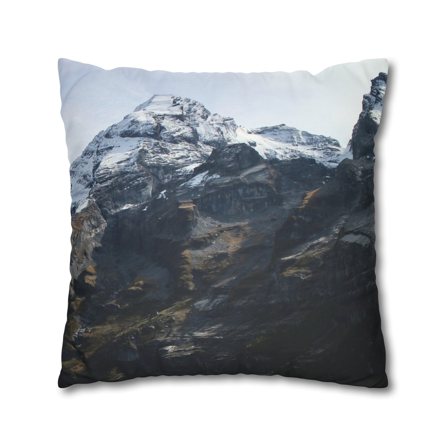 Faux Suede Square Pillowcase with Landscape