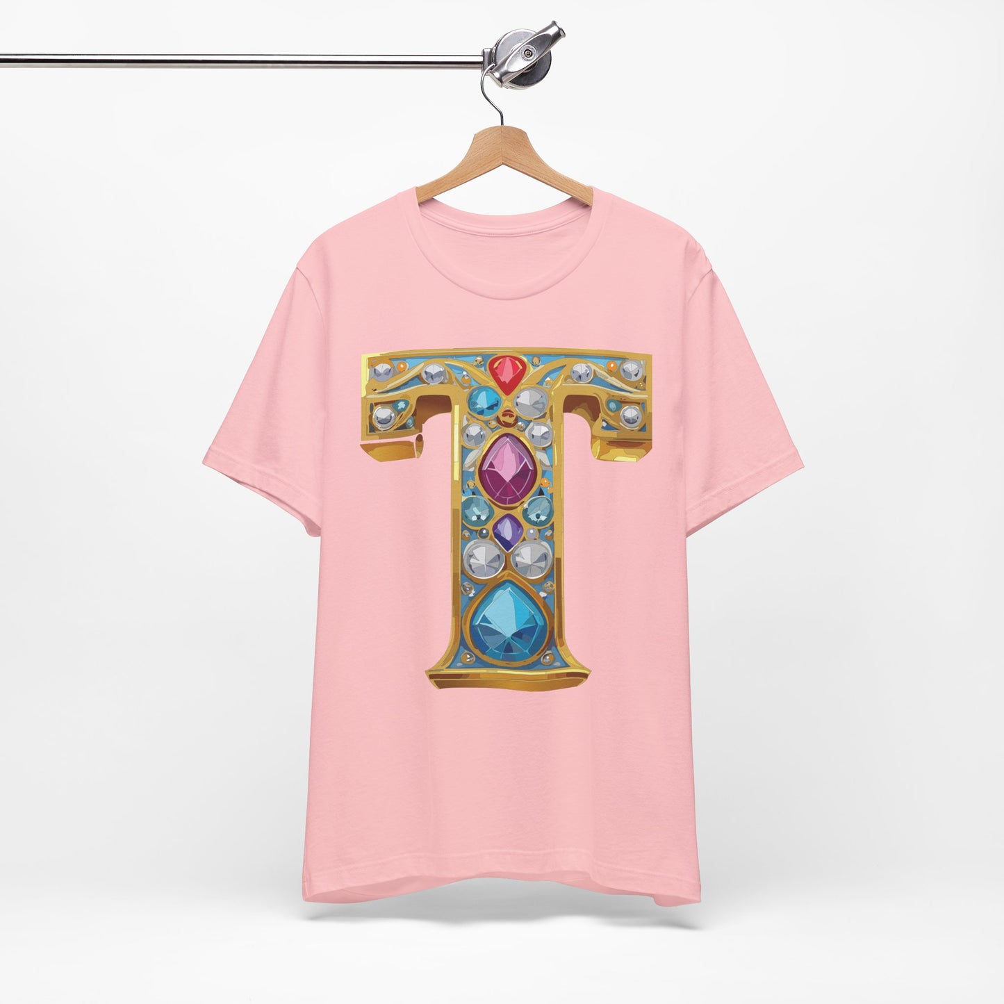 Letter Shirt, Shirt with Letters, Tee Shirt with Gold Letter, Shirt with Antique Letters