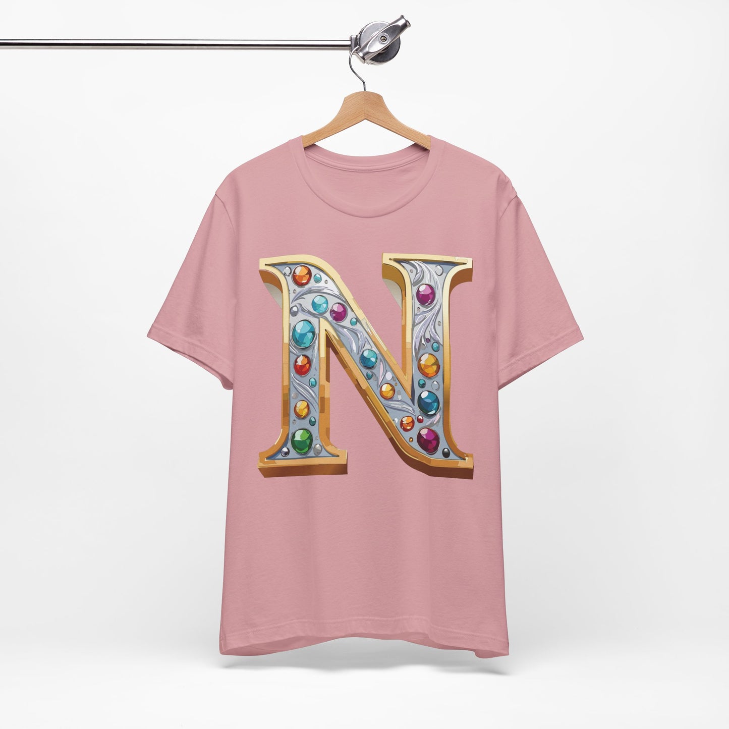Letter Shirt, Shirt with Letters, Tee Shirt with Gold Letter, Shirt with Antique Letters