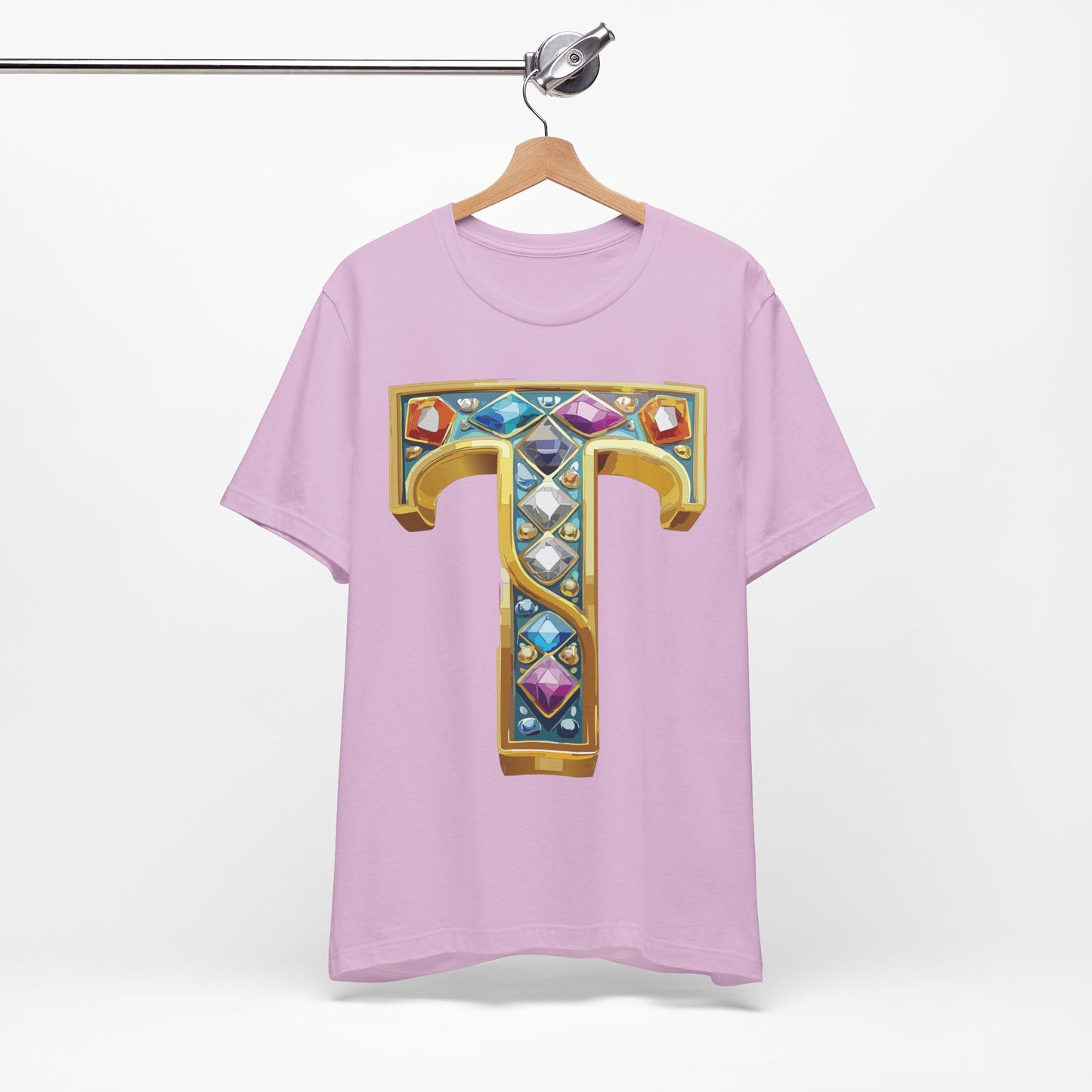 Letter Shirt, Shirt with Letters, Tee Shirt with Gold Letter, Shirt with Antique Letters