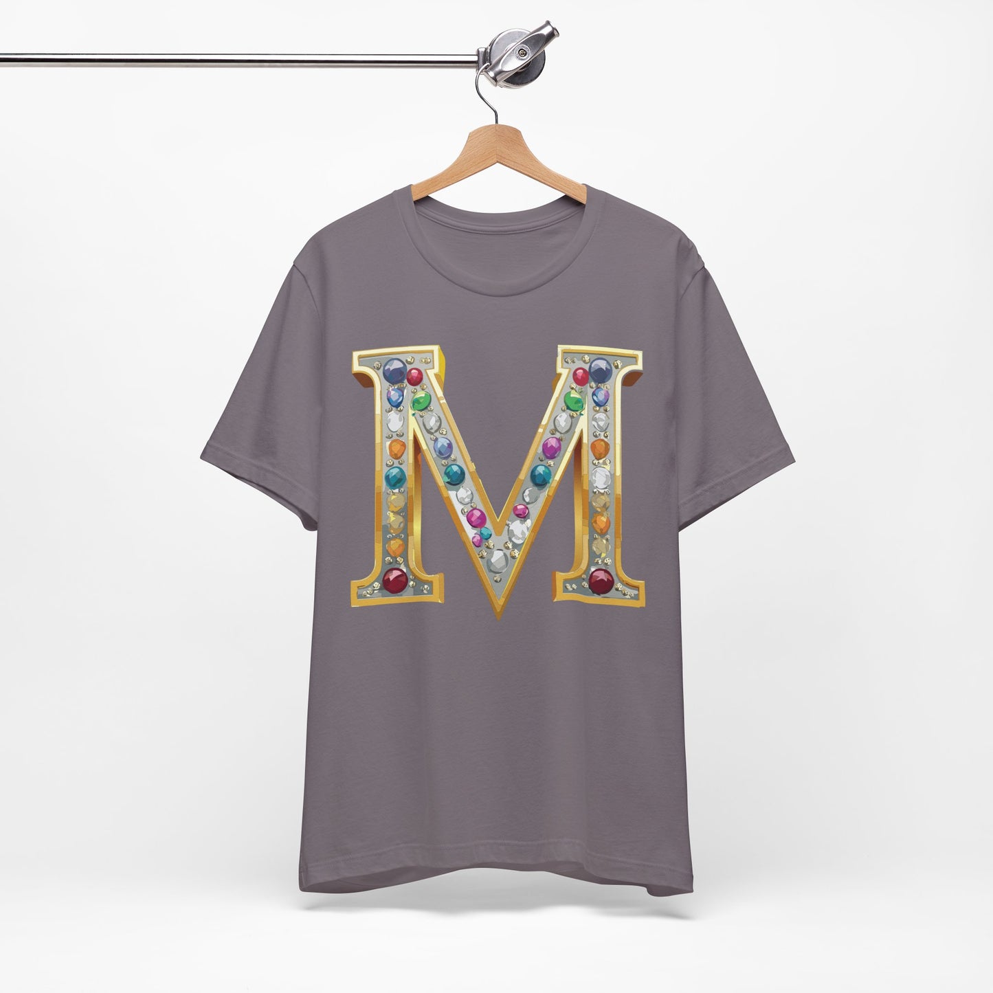Letter Shirt, Shirt with Letters, Tee Shirt with Gold Letter, Shirt with Antique Letters