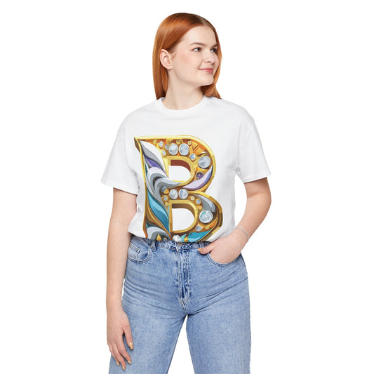 Letter Shirt, Shirt with Letters, Tee Shirt with Gold Letter, Shirt with Antique Letters