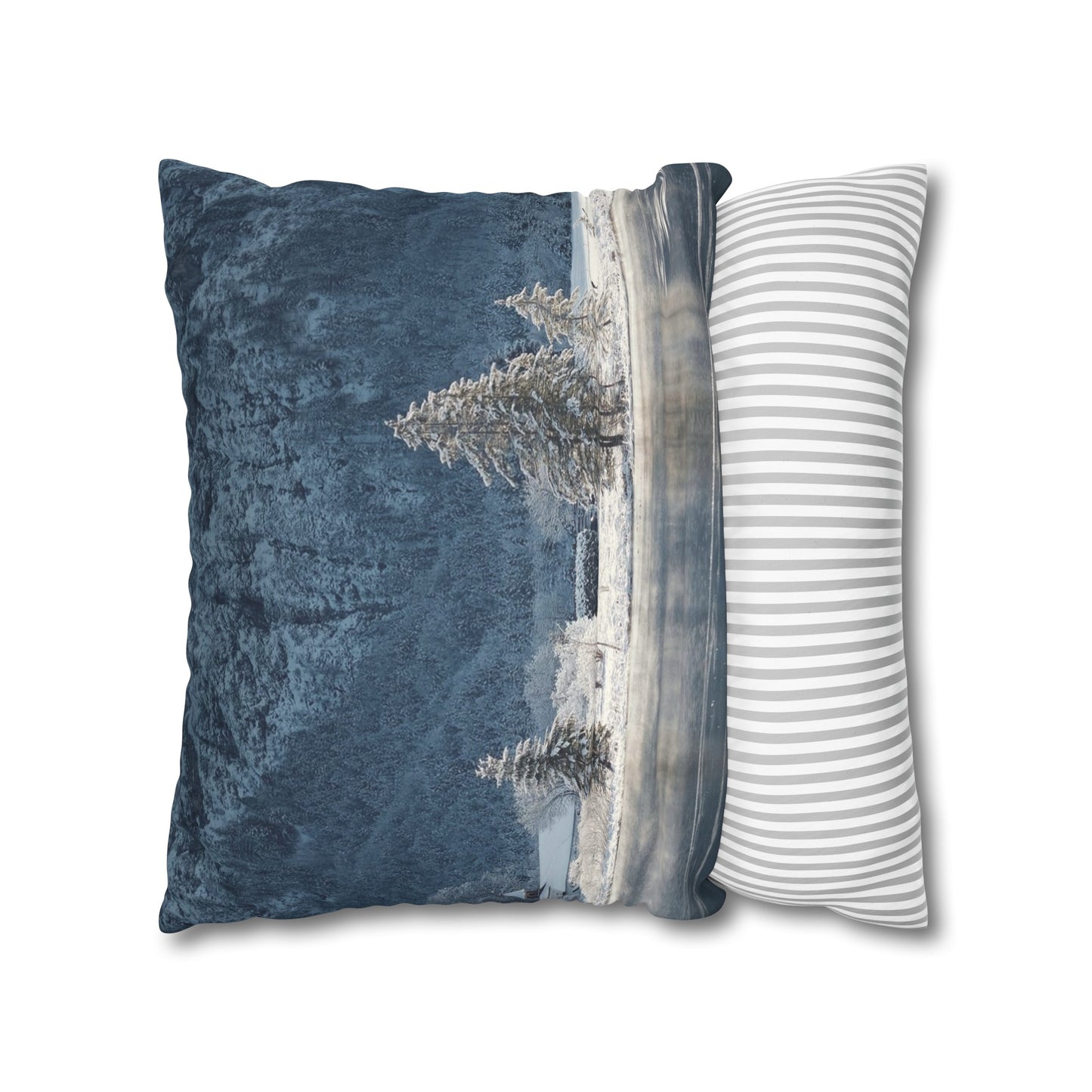 Faux Suede Square Pillowcase with Landscape