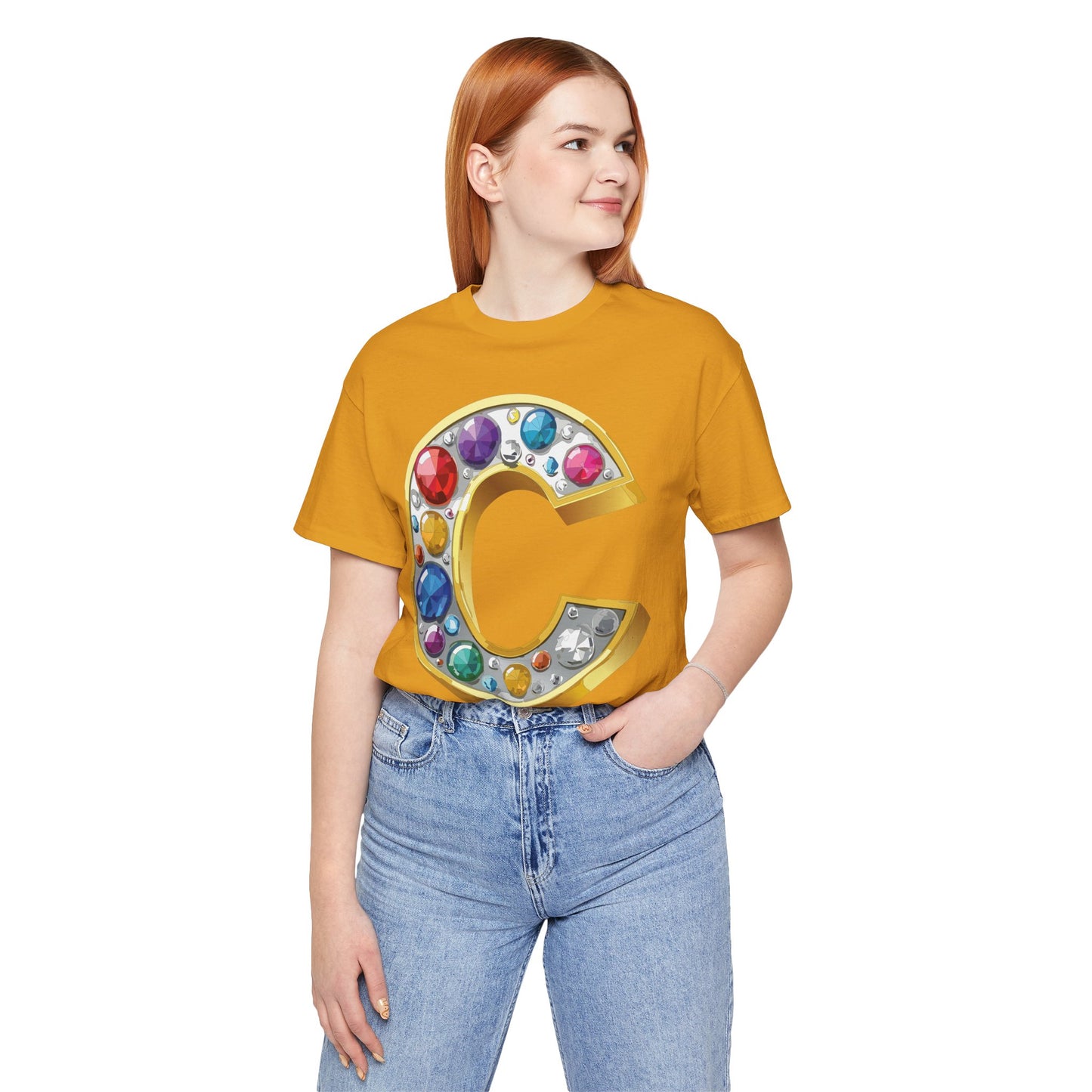 Letter Shirt, Shirt with Letters, Tee Shirt with Gold Letter, Shirt with Antique Letters
