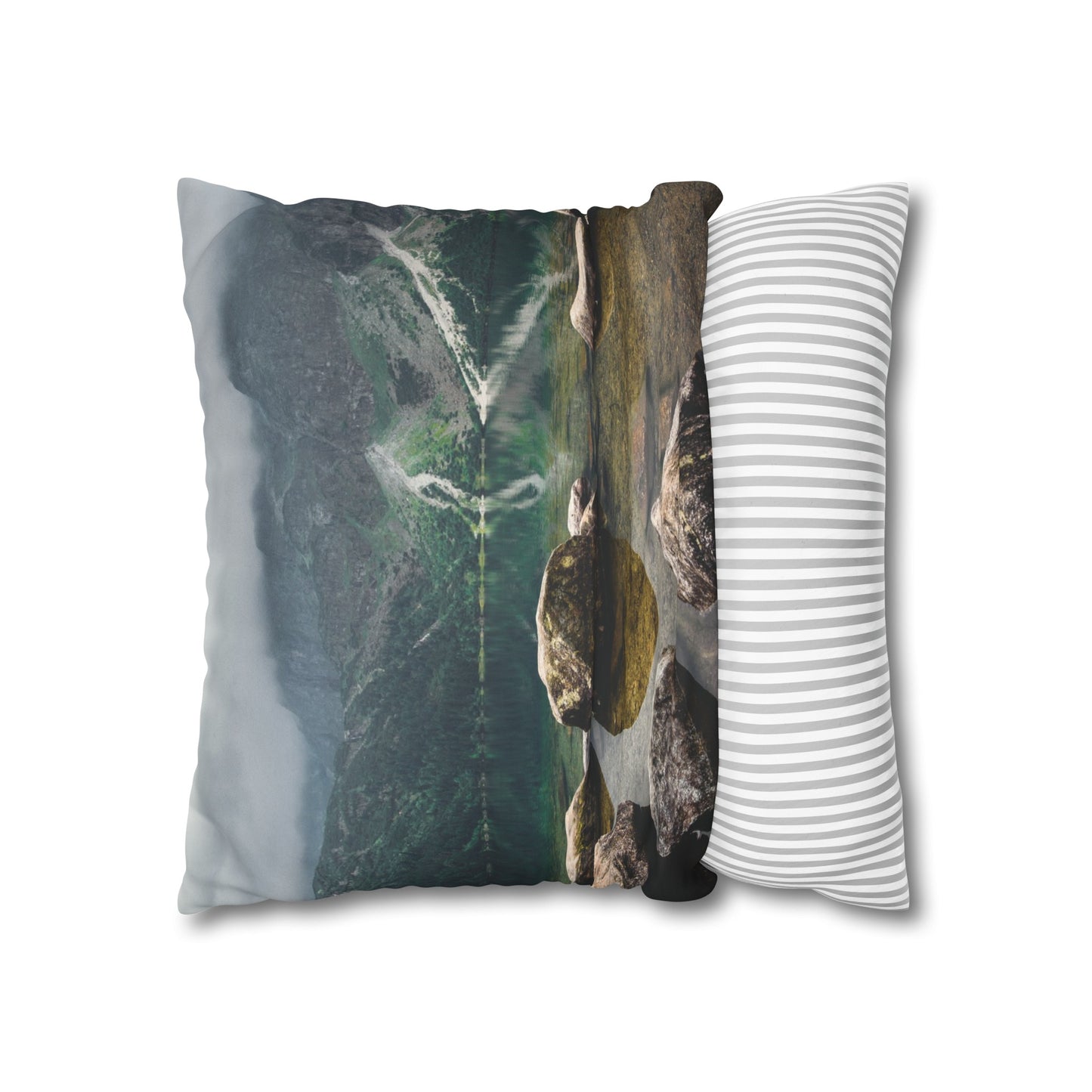 Faux Suede Square Pillowcase with Landscape