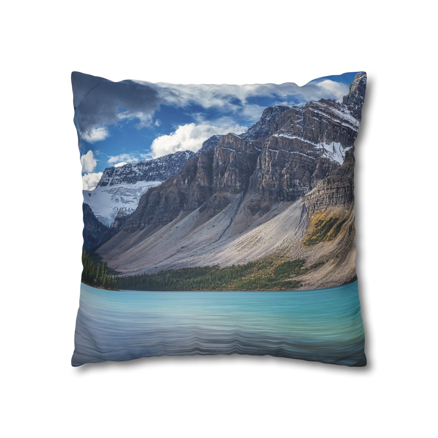 Faux Suede Square Pillowcase with Landscape