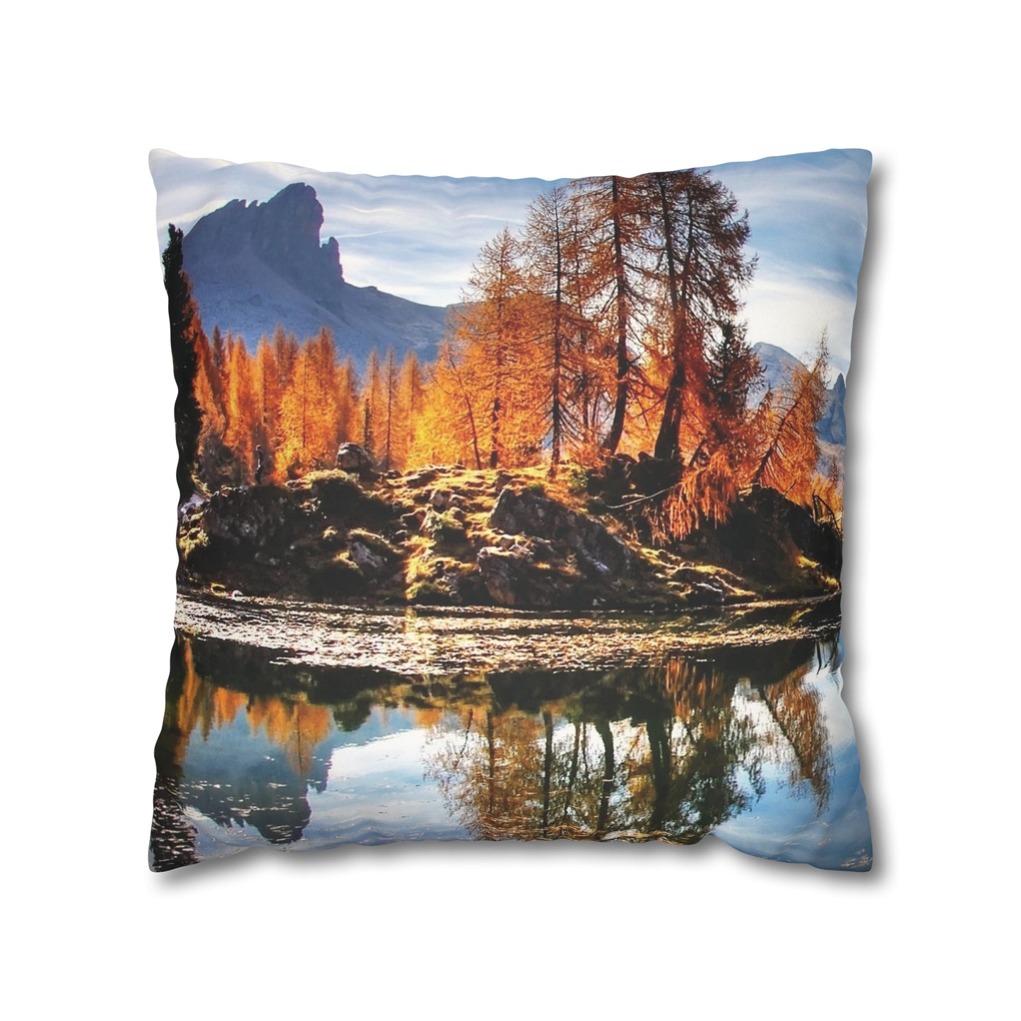 Faux Suede Square Pillowcase with Landscape