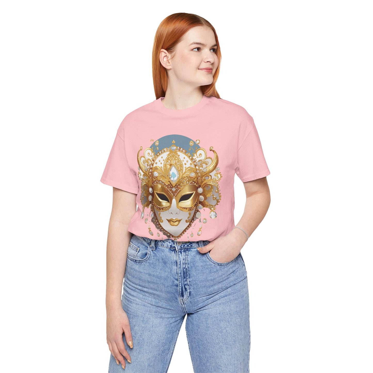 Mask Shirt, Shirt with Mask, Tee Shirt with Gold Face