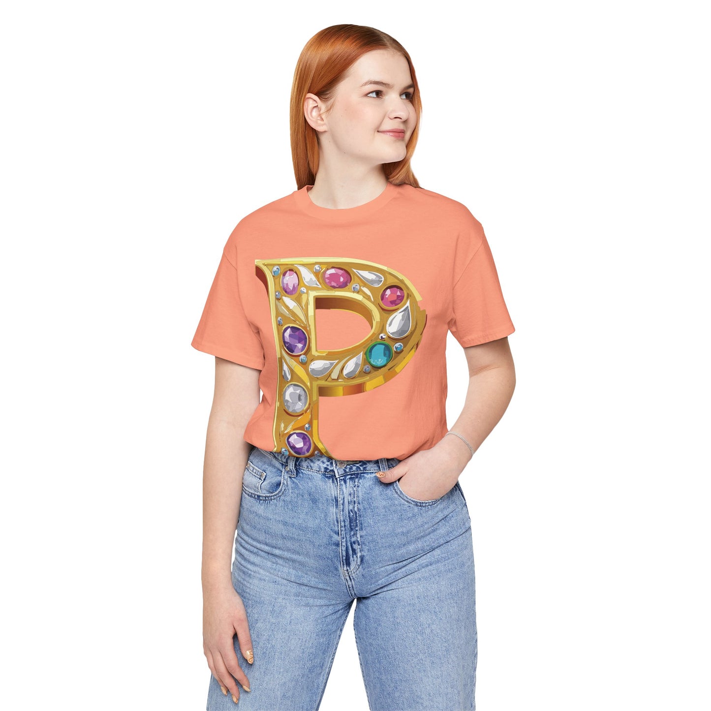 Letter Shirt, Shirt with Letters, Tee Shirt with Gold Letter, Shirt with Antique Letters
