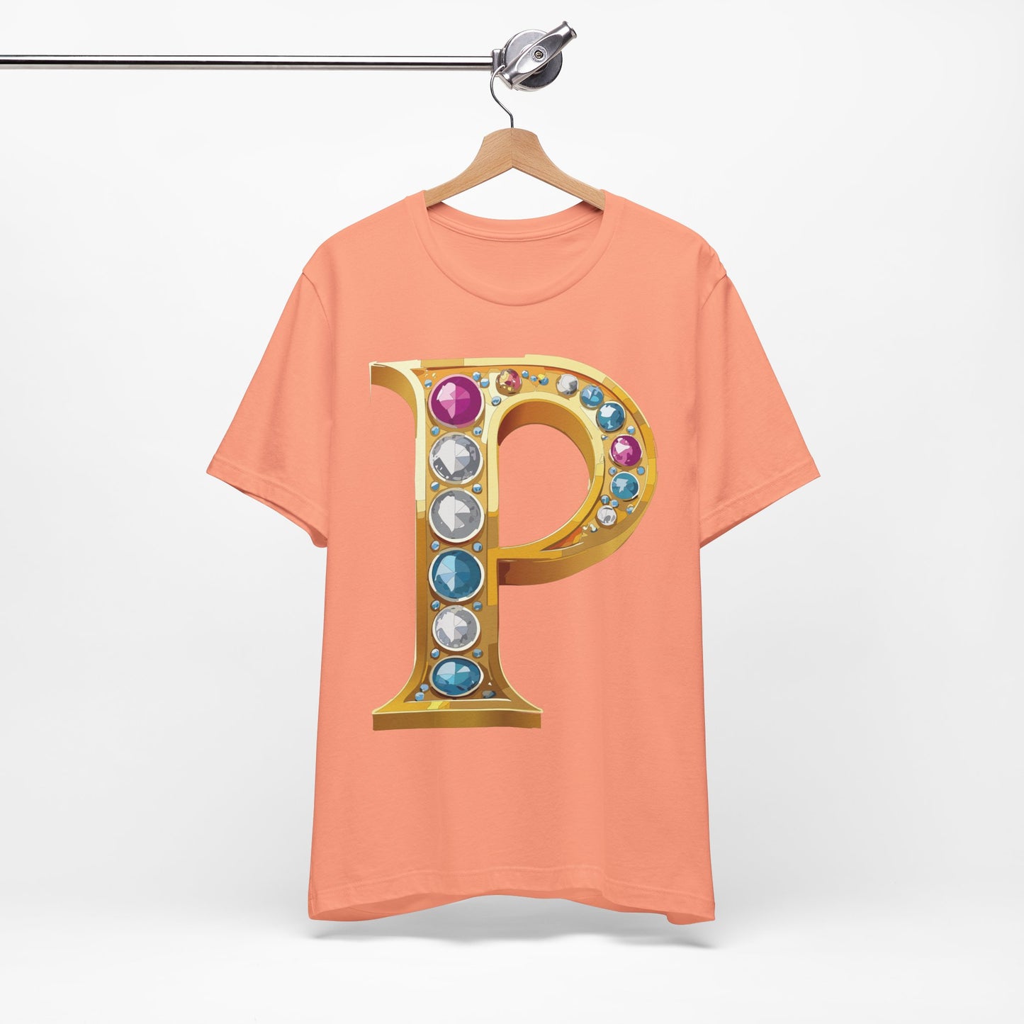 Letter Shirt, Shirt with Letters, Tee Shirt with Gold Letter, Shirt with Antique Letters
