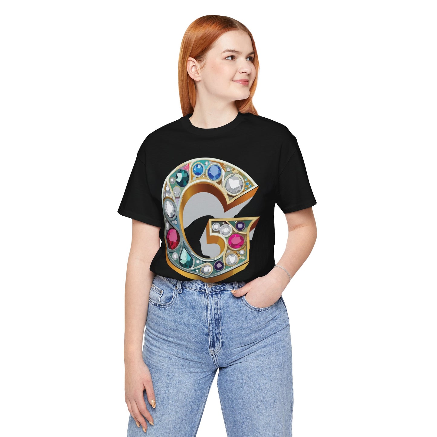 Letter Shirt, Shirt with Letters, Tee Shirt with Gold Letter, Shirt with Antique Letters