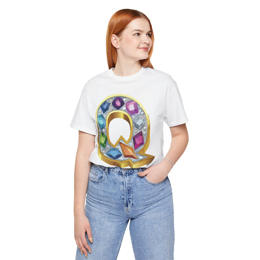 Letter Shirt, Shirt with Letters, Tee Shirt with Gold Letter, Shirt with Antique Letters