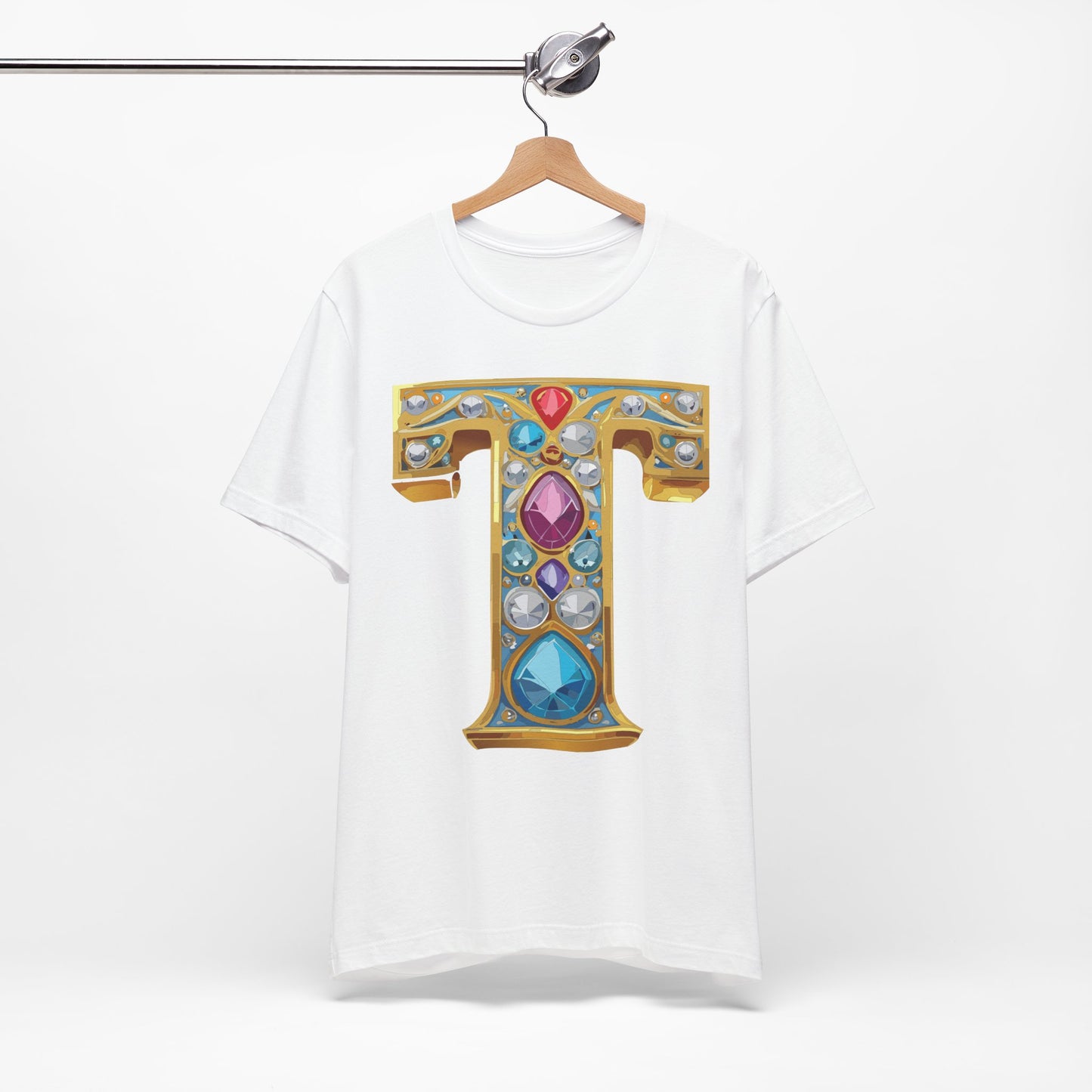 Letter Shirt, Shirt with Letters, Tee Shirt with Gold Letter, Shirt with Antique Letters