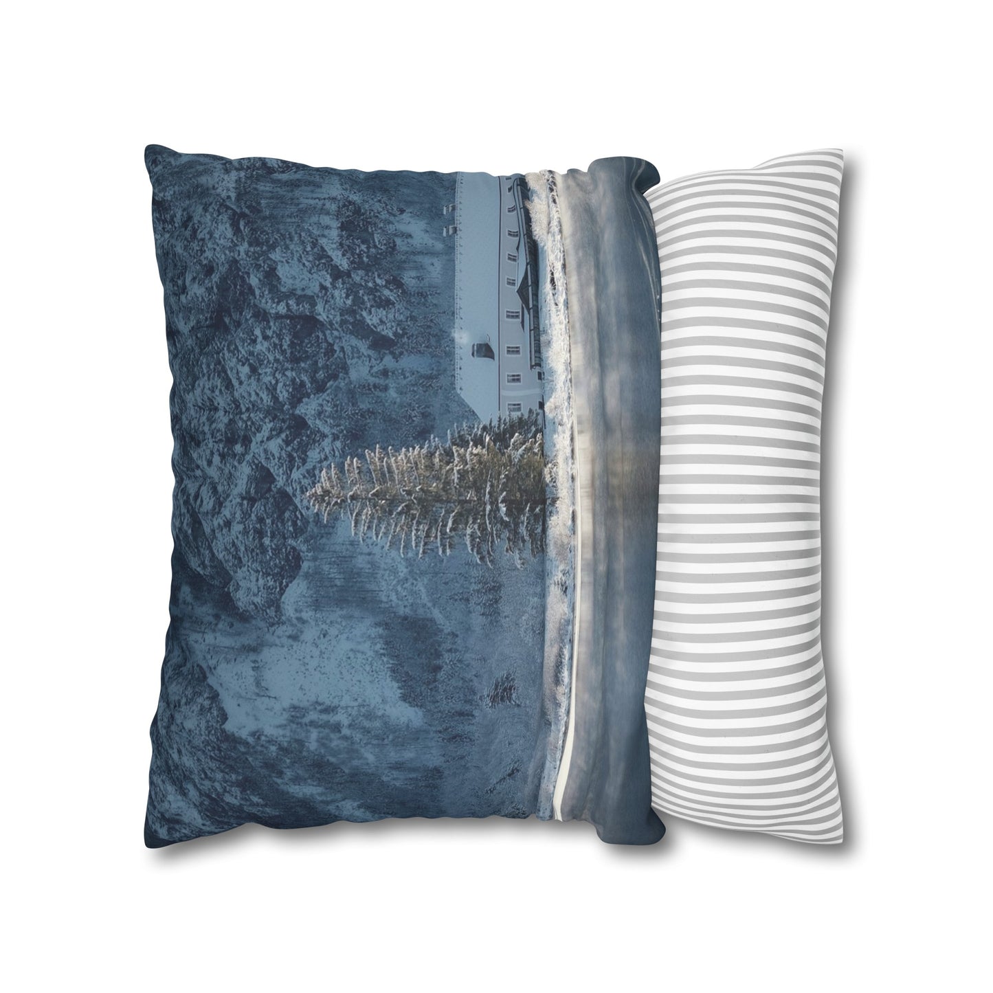 Faux Suede Square Pillowcase with Landscape