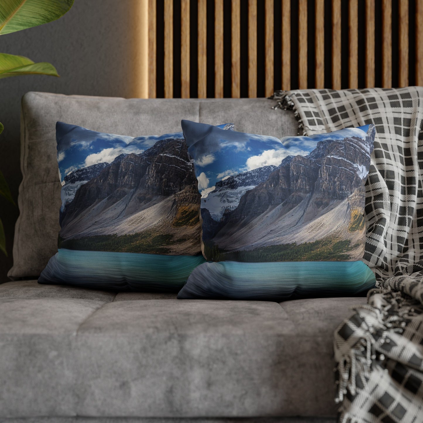 Faux Suede Square Pillowcase with Landscape