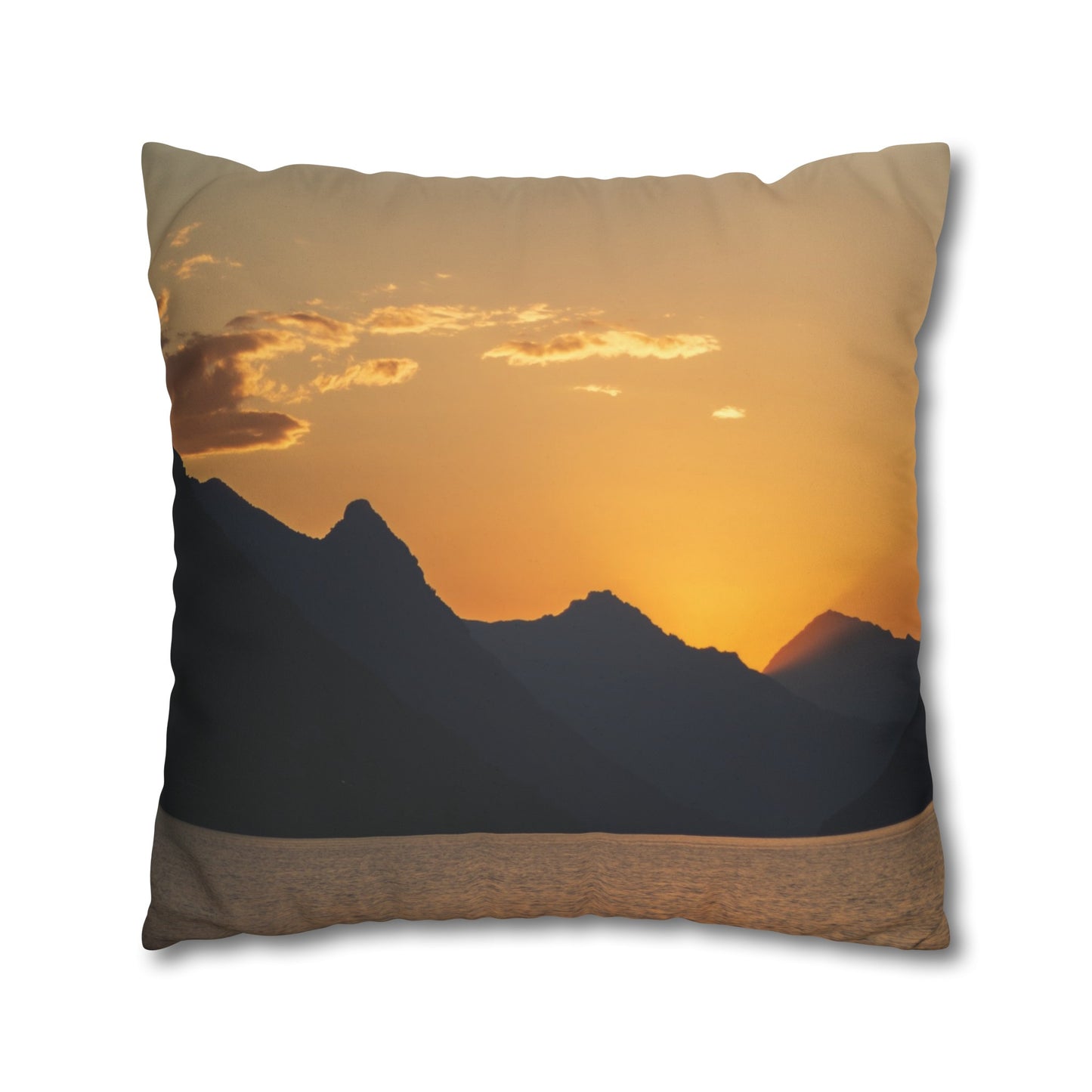 Faux Suede Square Pillowcase with Landscape