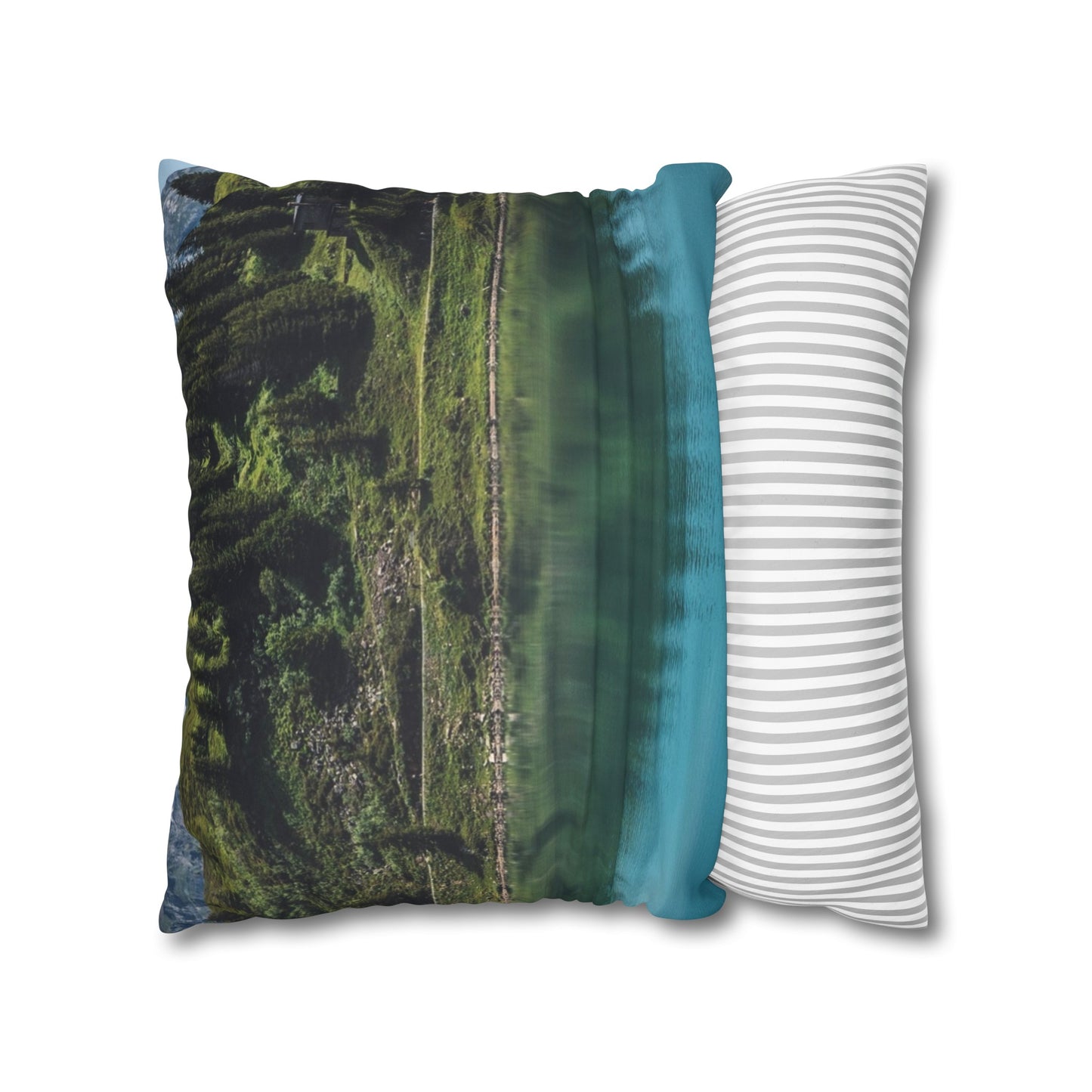 Faux Suede Square Pillowcase with Landscape