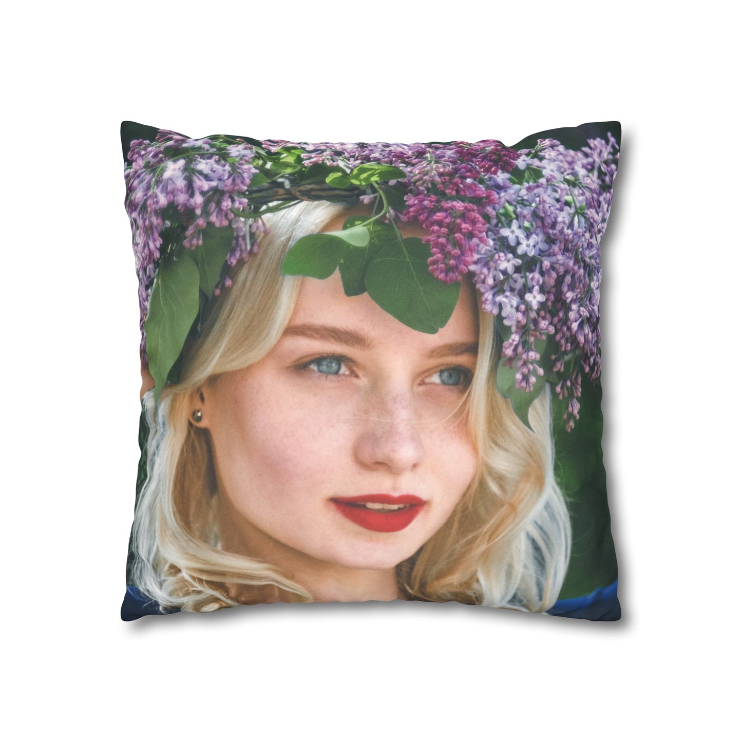 Women Face Faux Suede Square Pillowcase