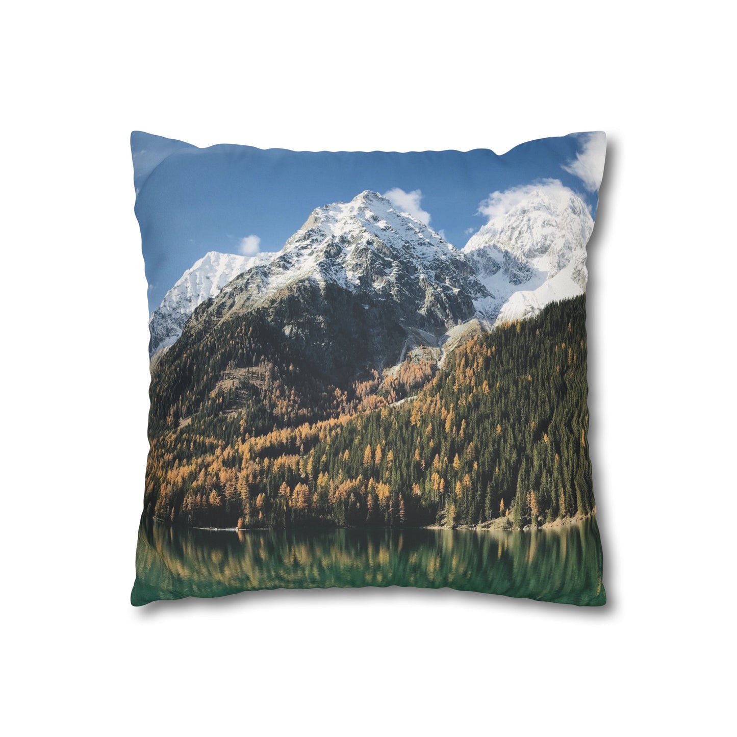 Faux Suede Square Pillowcase with Landscape