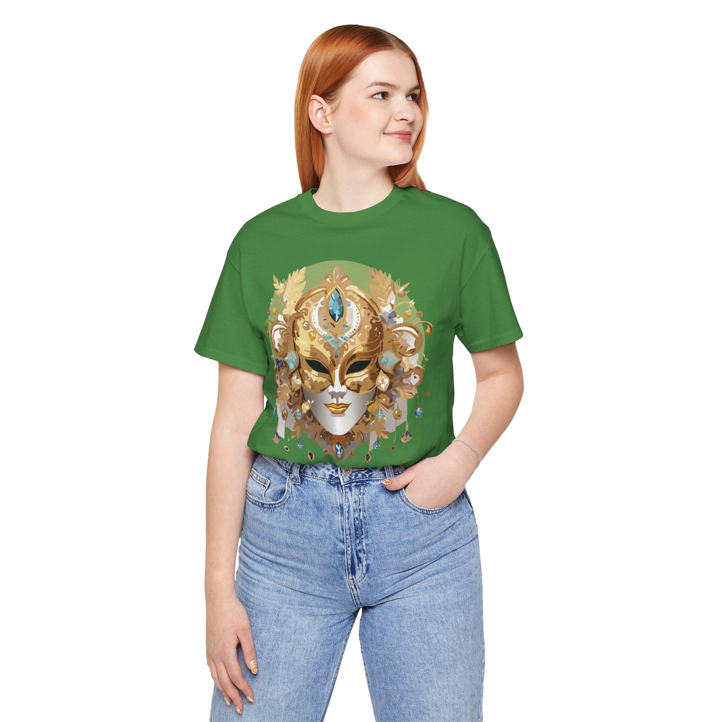 Mask Shirt, Shirt with Mask, Tee Shirt with Gold Face