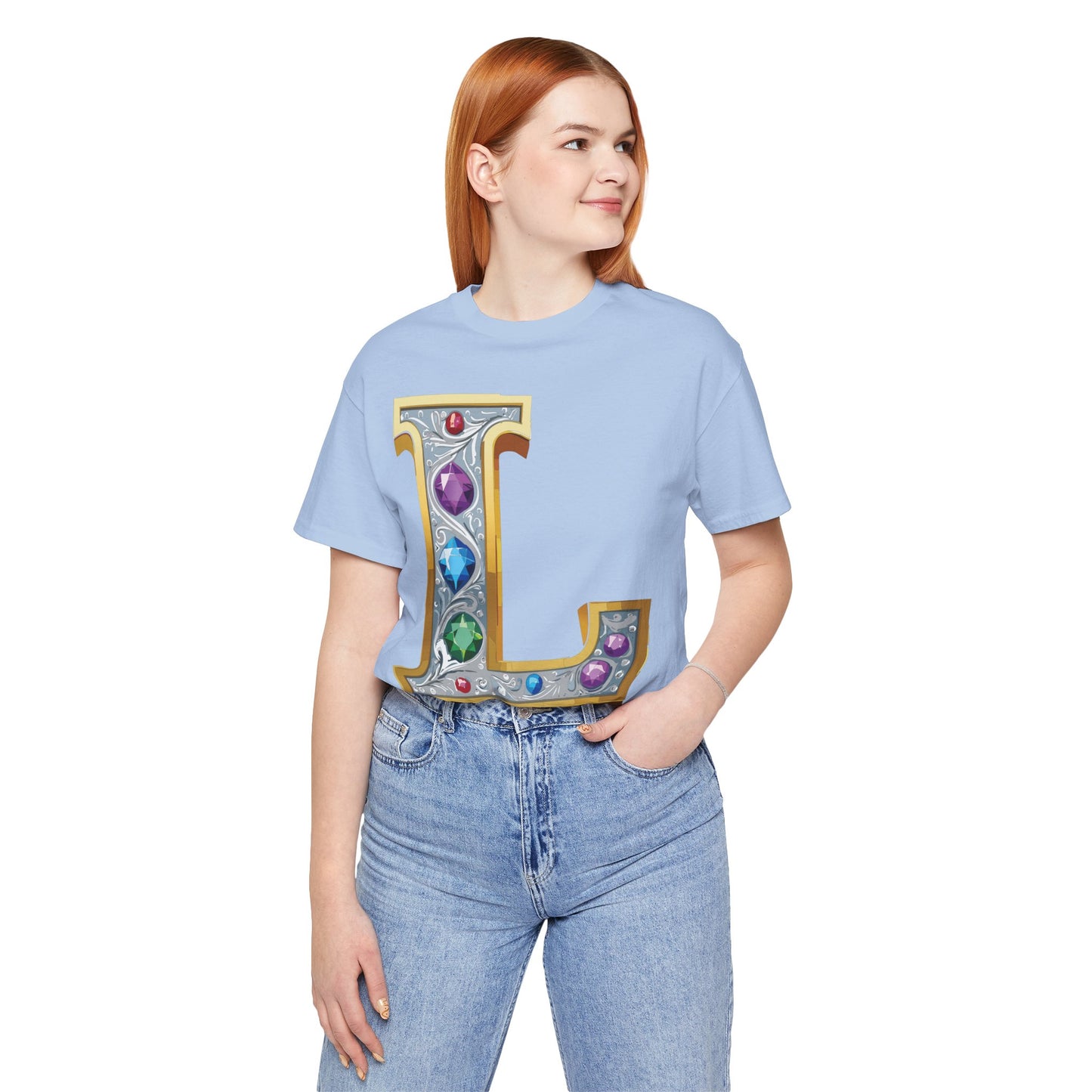 Letter Shirt, Shirt with Letters, Tee Shirt with Gold Letter, Shirt with Antique Letters