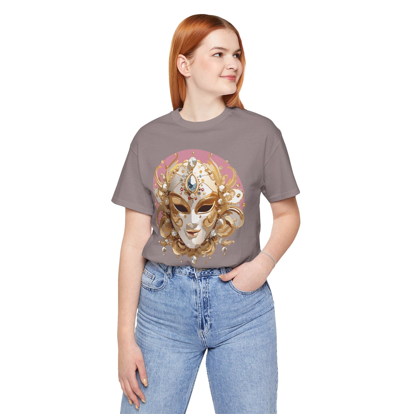 Mask Shirt, Shirt with Mask, Tee Shirt with Gold Face