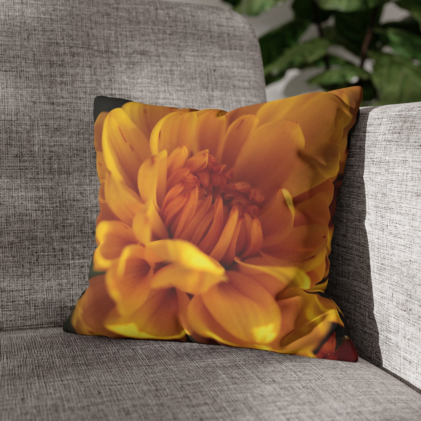 Floral Faux Suede Square Pillowcase