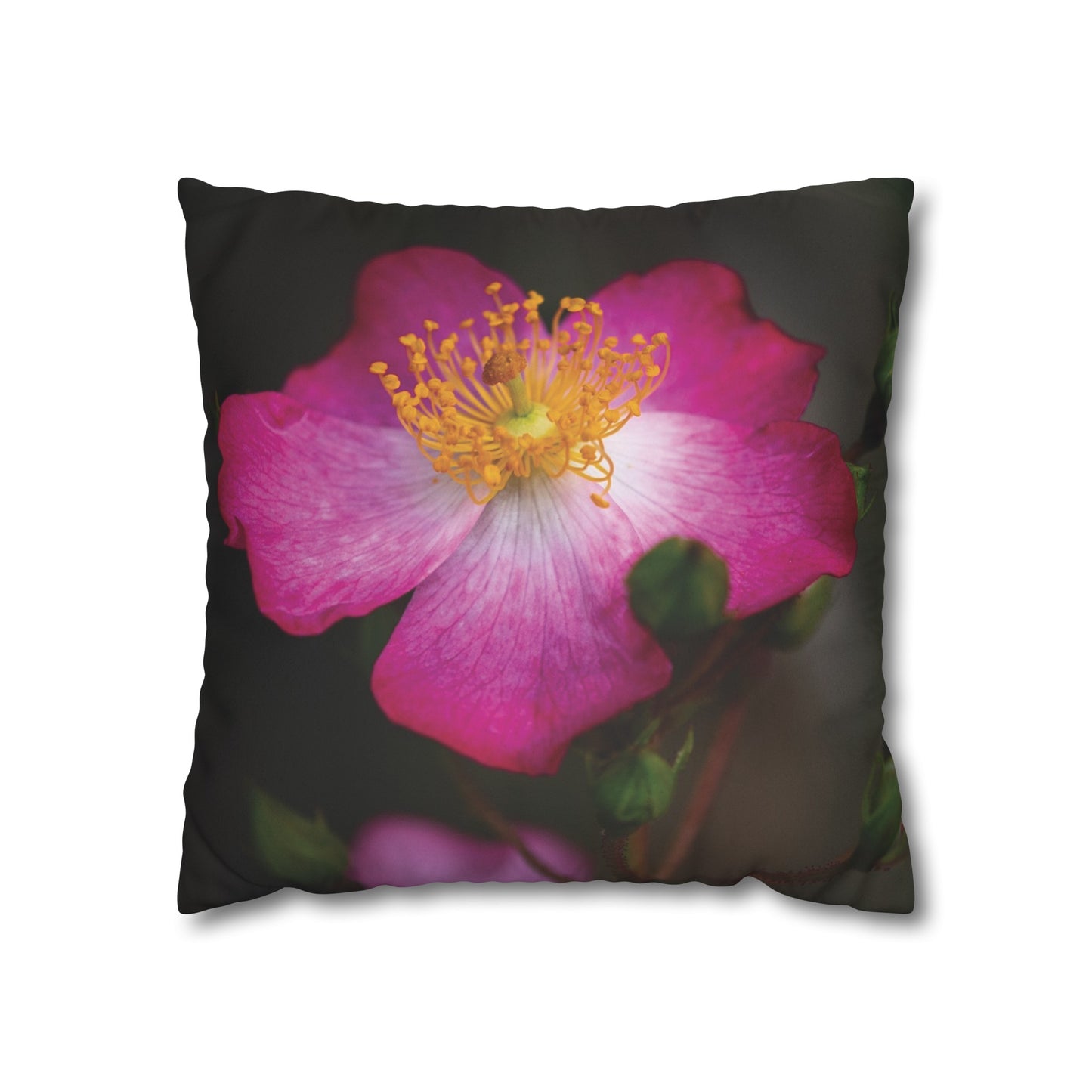 Floral Faux Suede Square Pillowcase