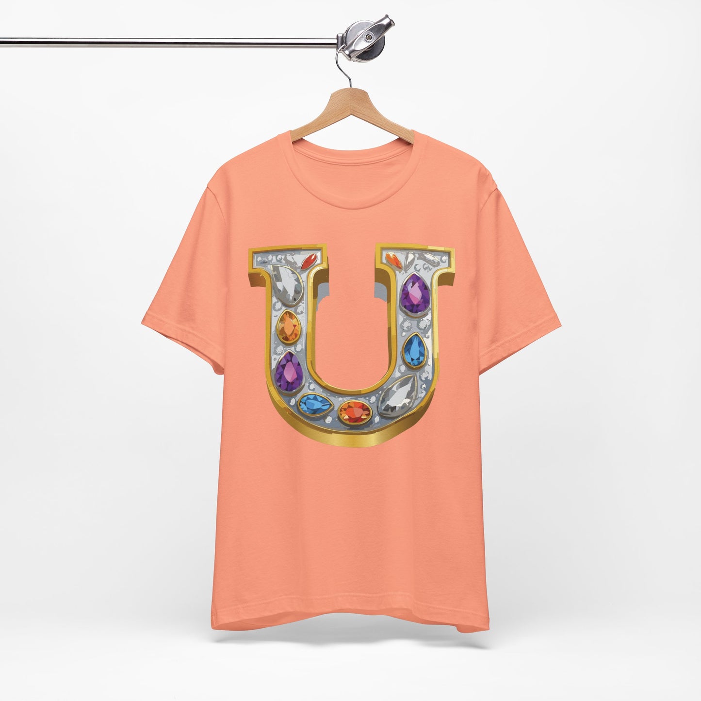 Letter Shirt, Shirt with Letters, Tee Shirt with Gold Letter, Shirt with Antique Letters