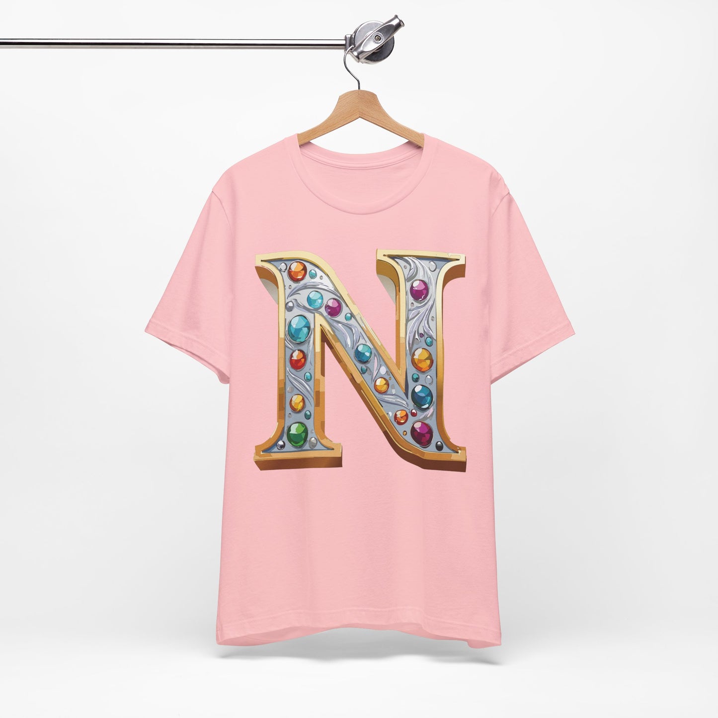 Letter Shirt, Shirt with Letters, Tee Shirt with Gold Letter, Shirt with Antique Letters