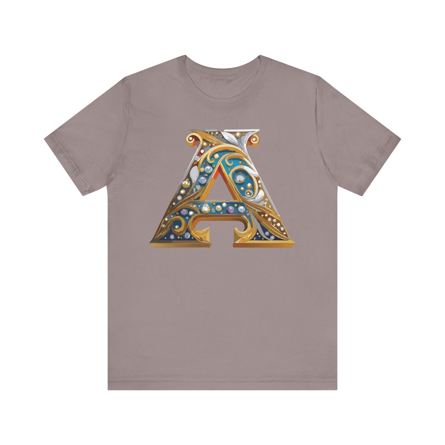 Letter Shirt, Shirt with Letters, Tee Shirt with Gold Letter, Shirt with Antique Letters