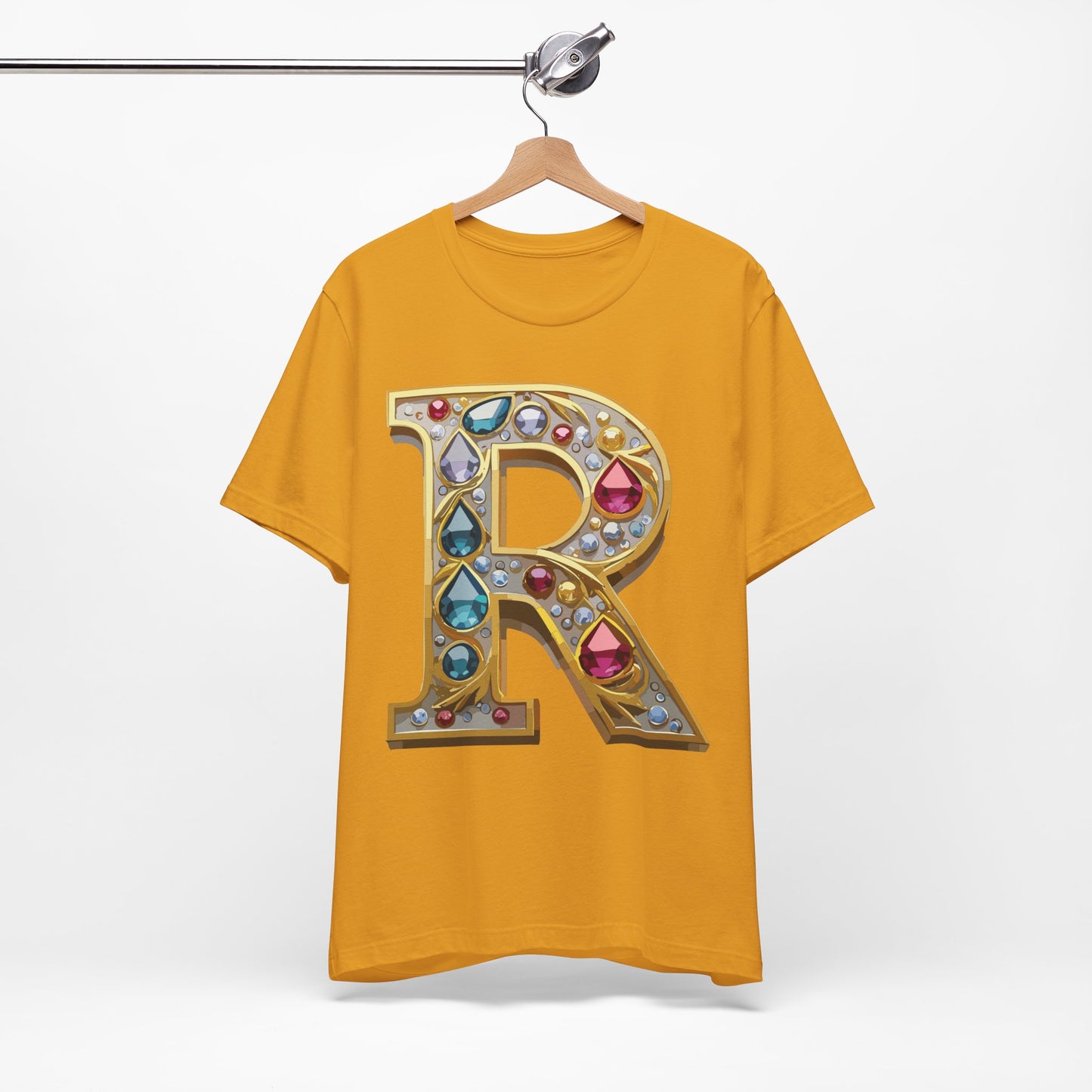 Letter Shirt, Shirt with Letters, Tee Shirt with Gold Letter, Shirt with Antique Letters