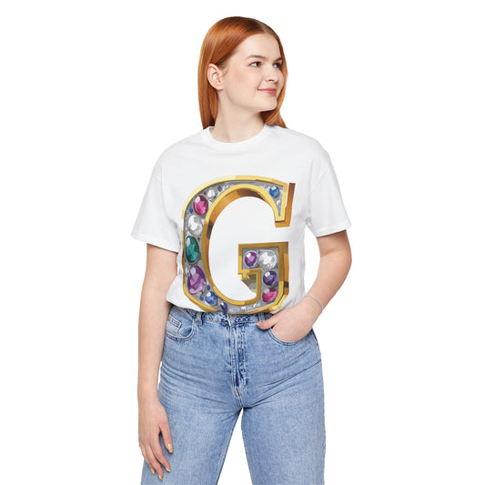 Letter Shirt, Shirt with Letters, Tee Shirt with Gold Letter, Shirt with Antique Letters
