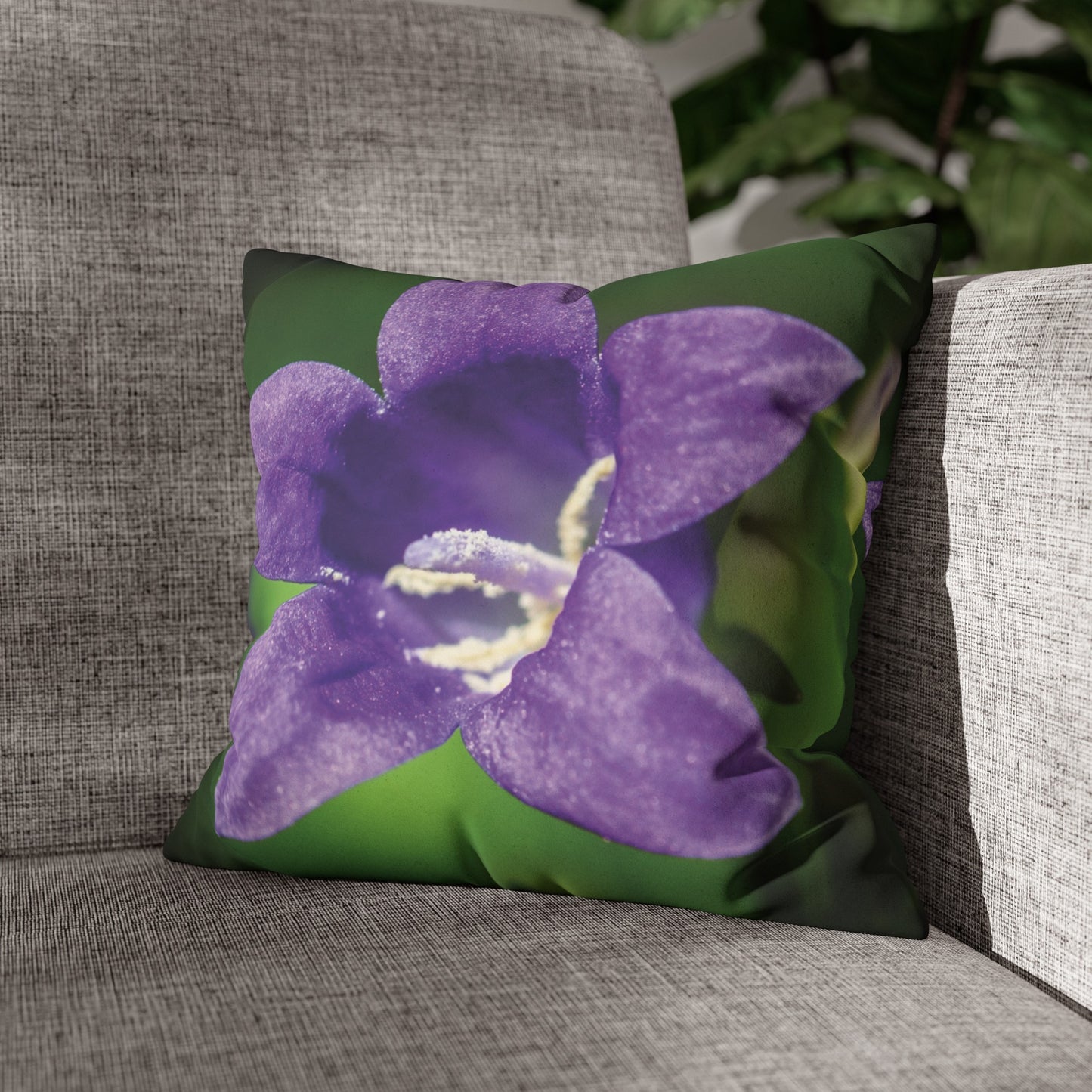 Floral Faux Suede Square Pillowcase