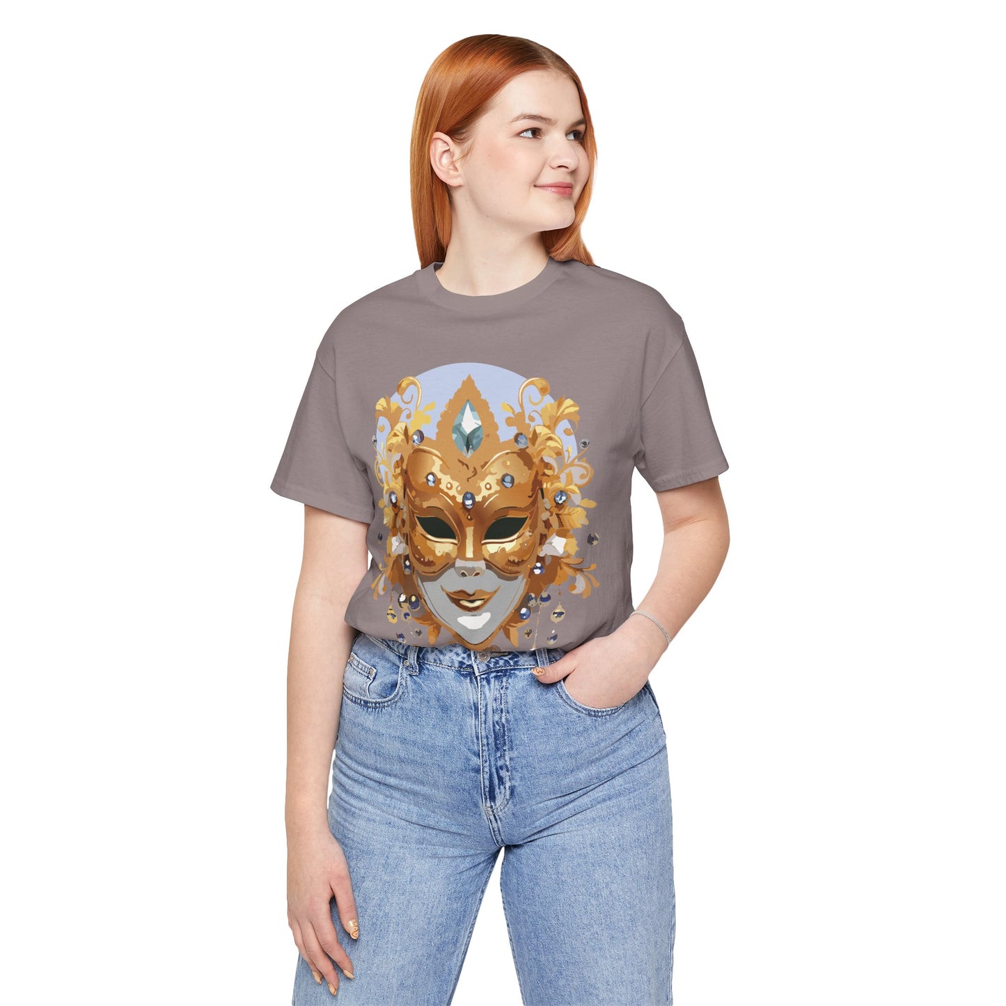 Mask Shirt, Shirt with Mask, Tee Shirt with Gold Face