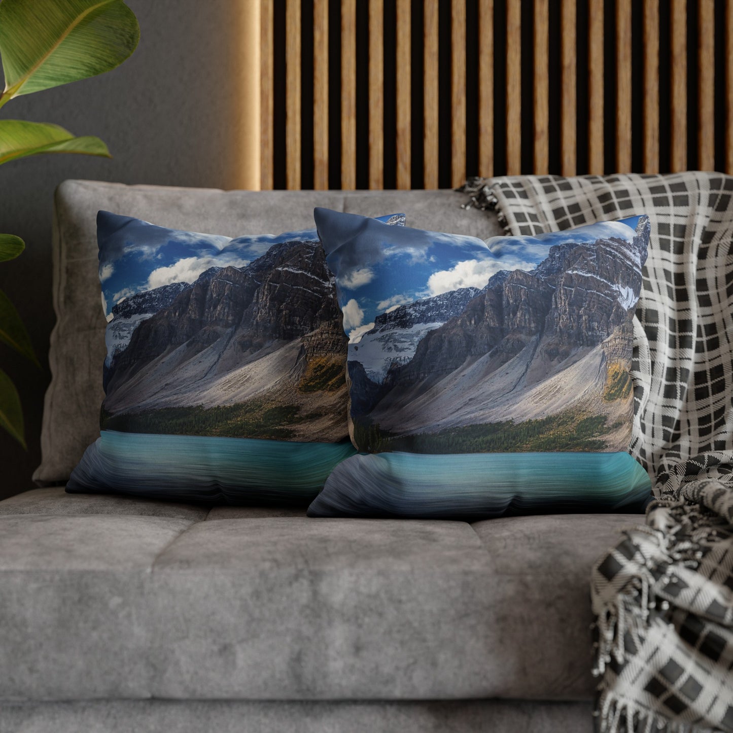 Faux Suede Square Pillowcase with Landscape