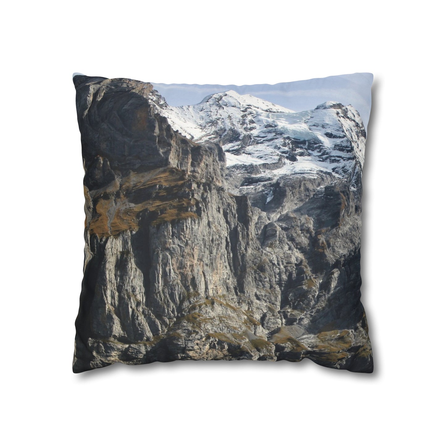 Faux Suede Square Pillowcase with Landscape