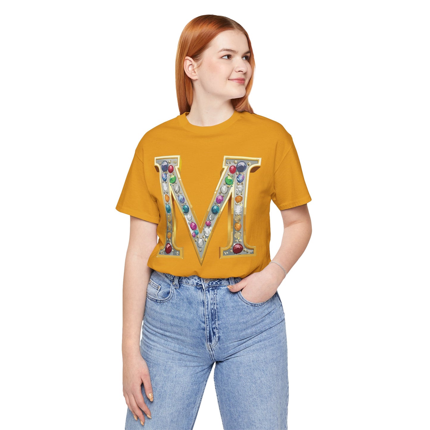 Letter Shirt, Shirt with Letters, Tee Shirt with Gold Letter, Shirt with Antique Letters