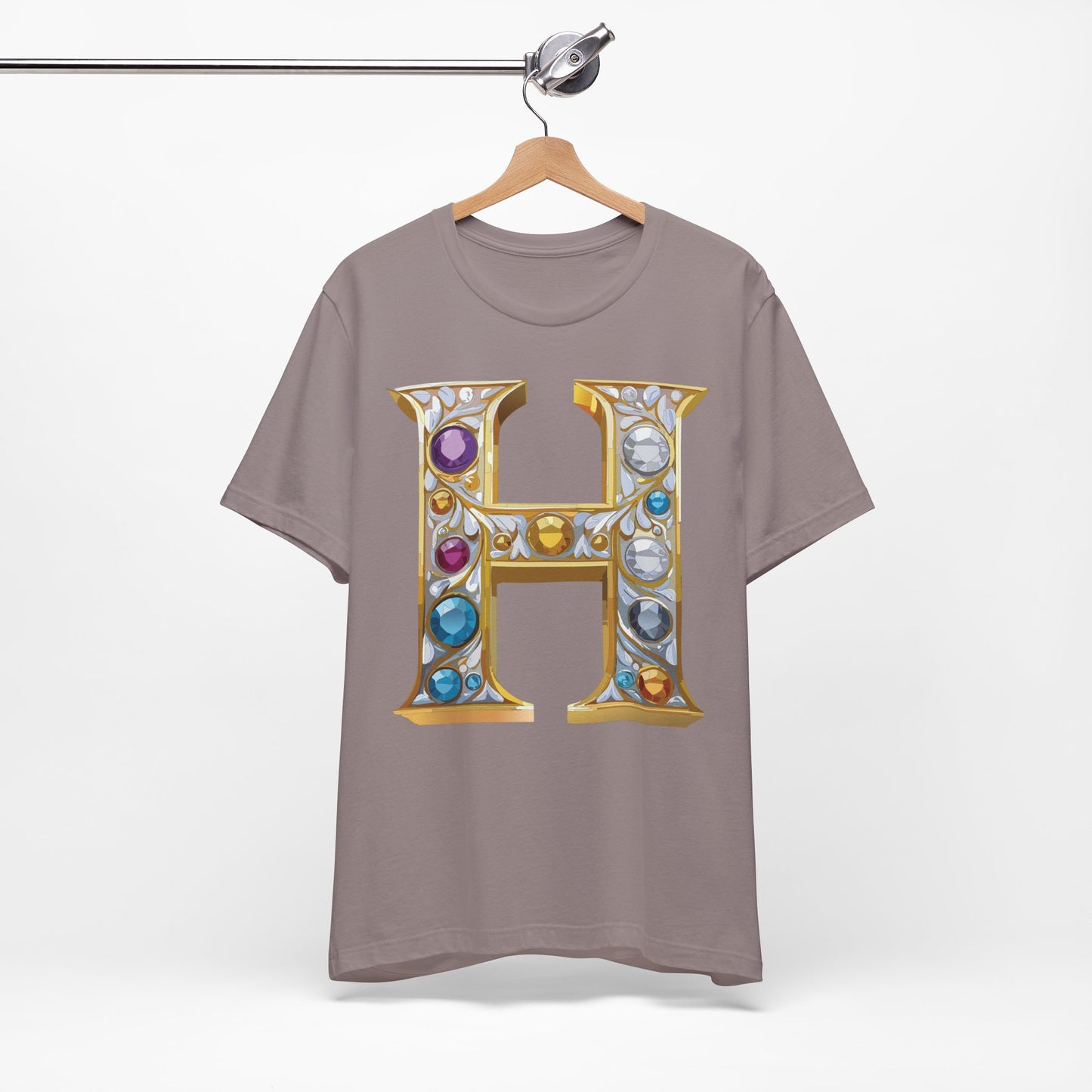 Letter Shirt, Shirt with Letters, Tee Shirt with Gold Letter, Shirt with Antique Letters