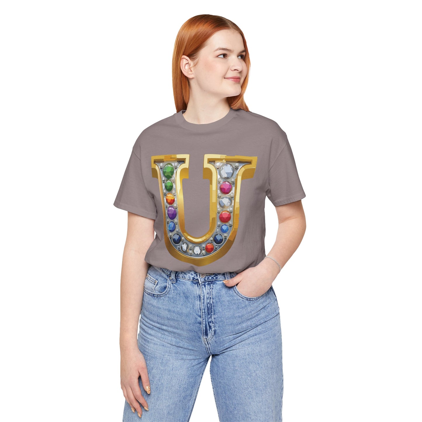 Letter Shirt, Shirt with Letters, Tee Shirt with Gold Letter, Shirt with Antique Letters