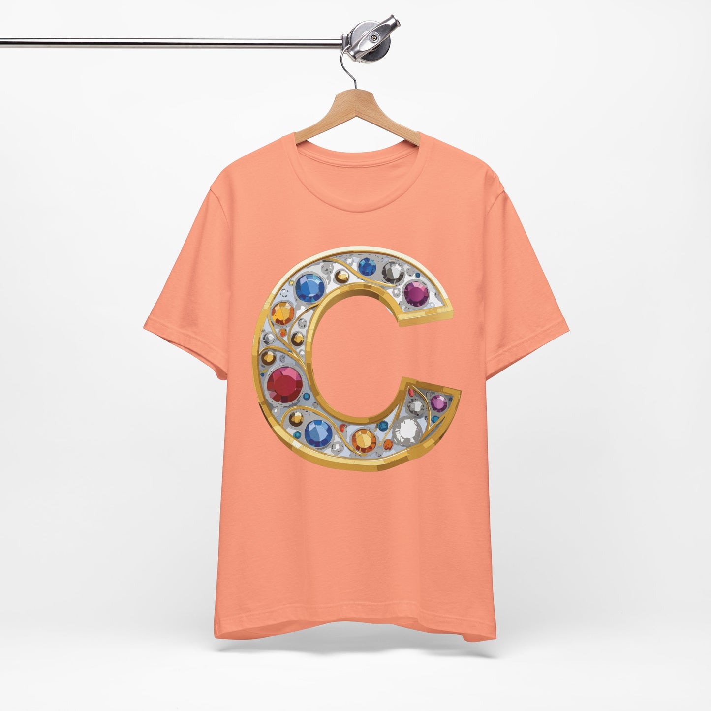 Letter Shirt, Shirt with Letters, Tee Shirt with Gold Letter, Shirt with Antique Letters