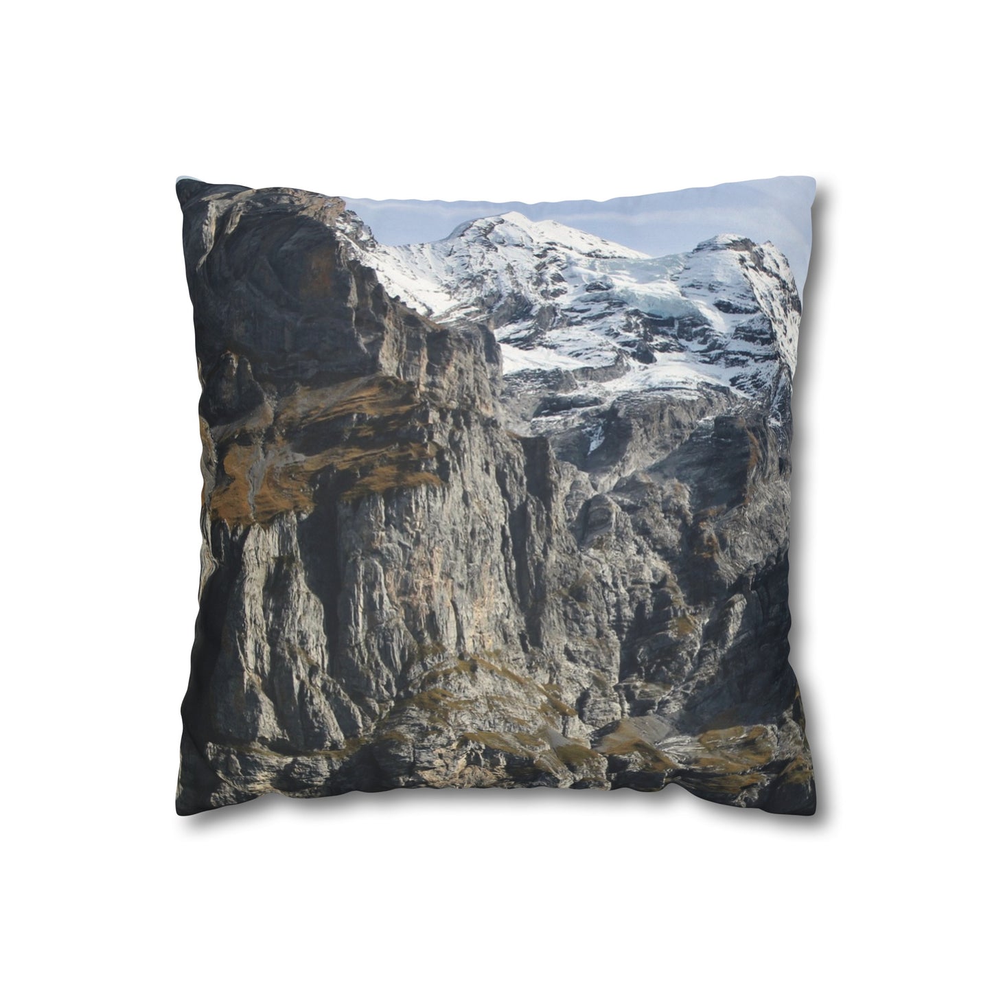 Faux Suede Square Pillowcase with Landscape