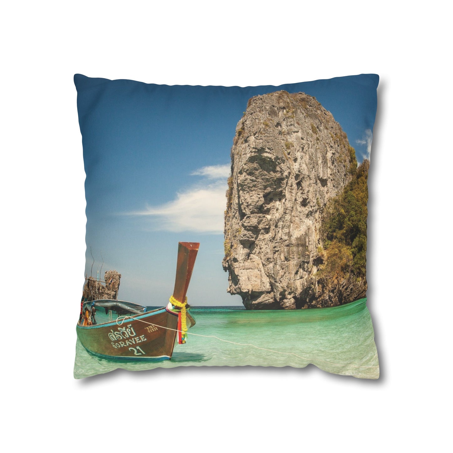 Beach Faux Suede Square Pillowcase