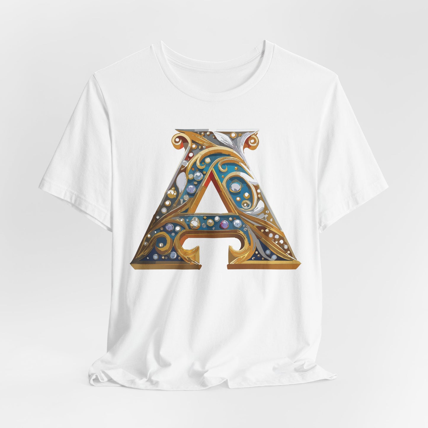 Letter Shirt, Shirt with Letters, Tee Shirt with Gold Letter, Shirt with Antique Letters