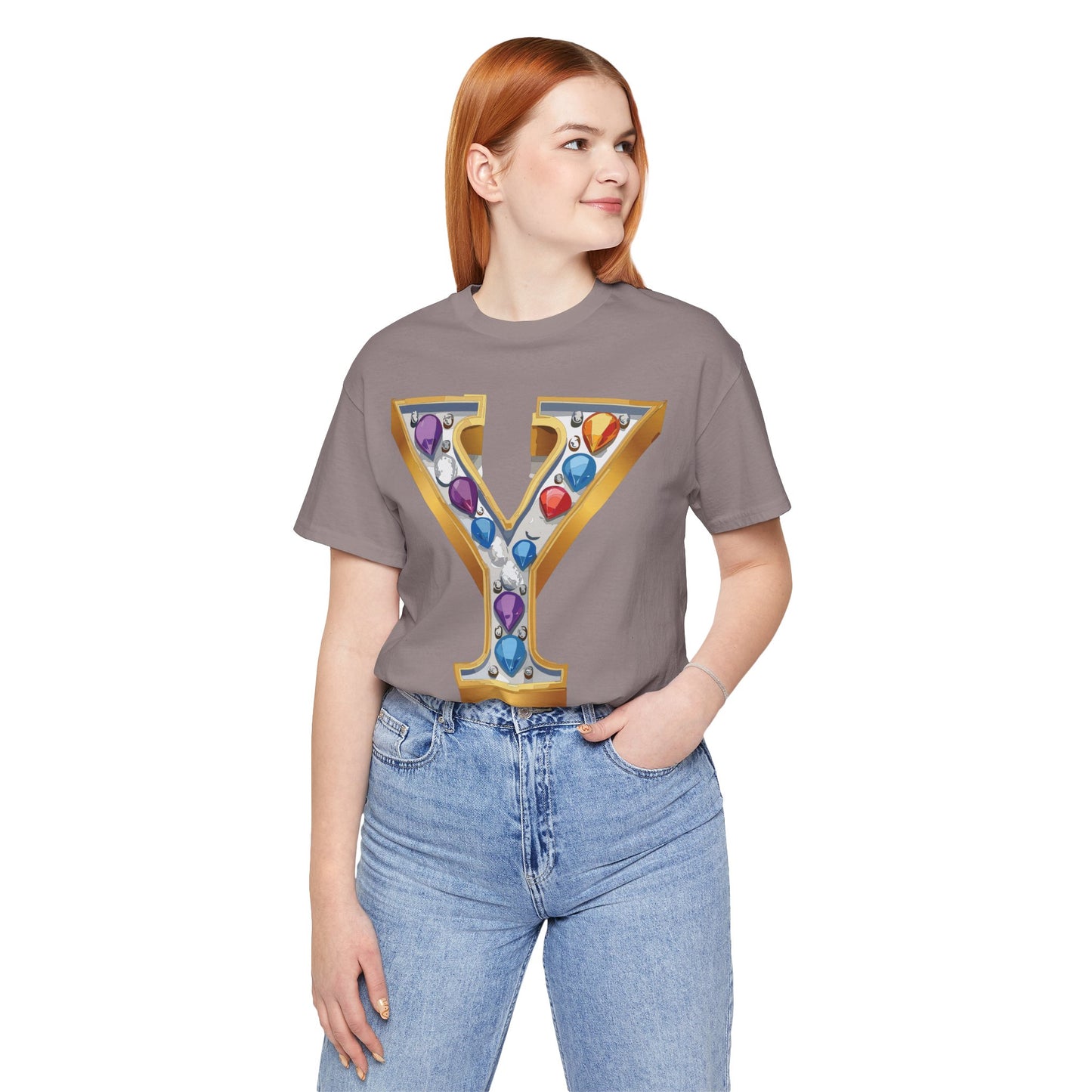 Letter Shirt, Shirt with Letters, Tee Shirt with Gold Letter, Shirt with Antique Letters